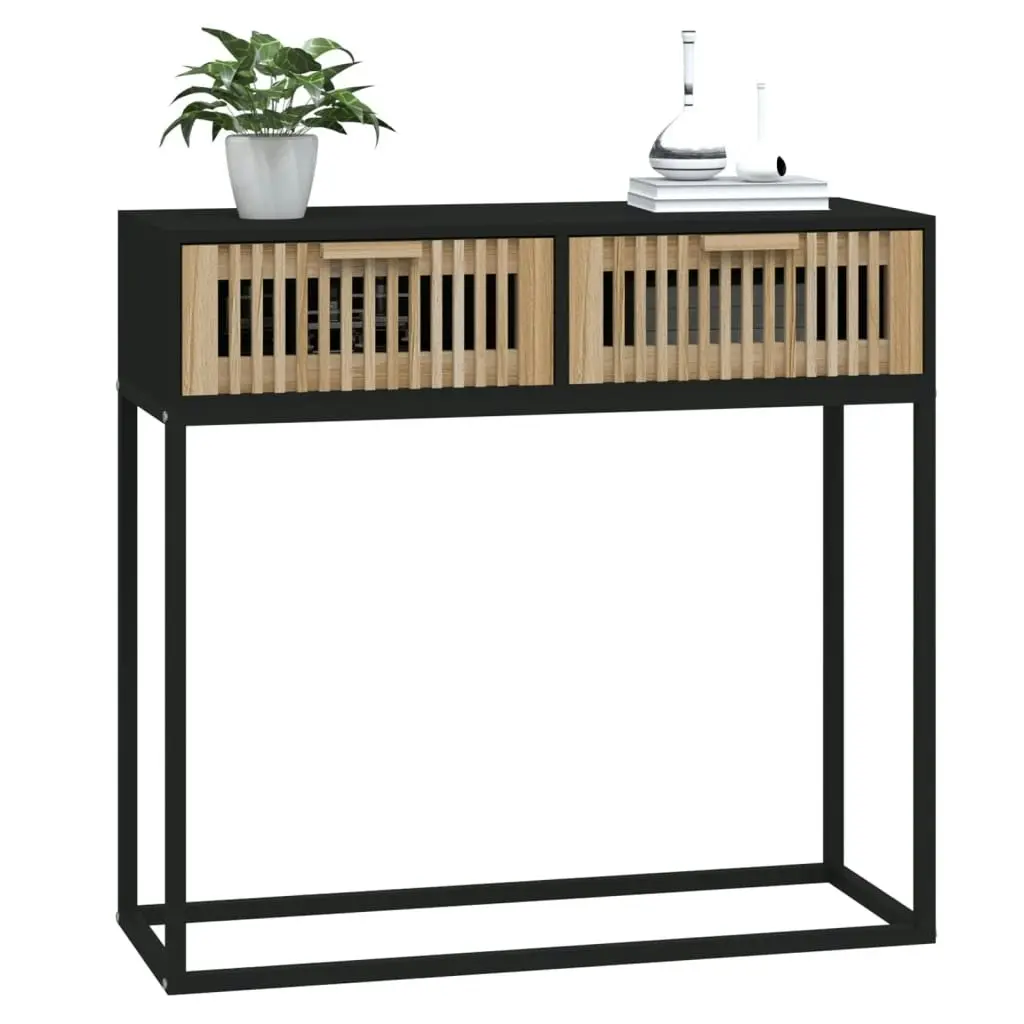 Console Table Black 80x30x75 cm Engineered Wood and Iron 352104