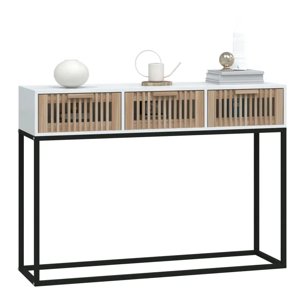 Console Table White 105x30x75 cm Engineered Wood and Iron 352106