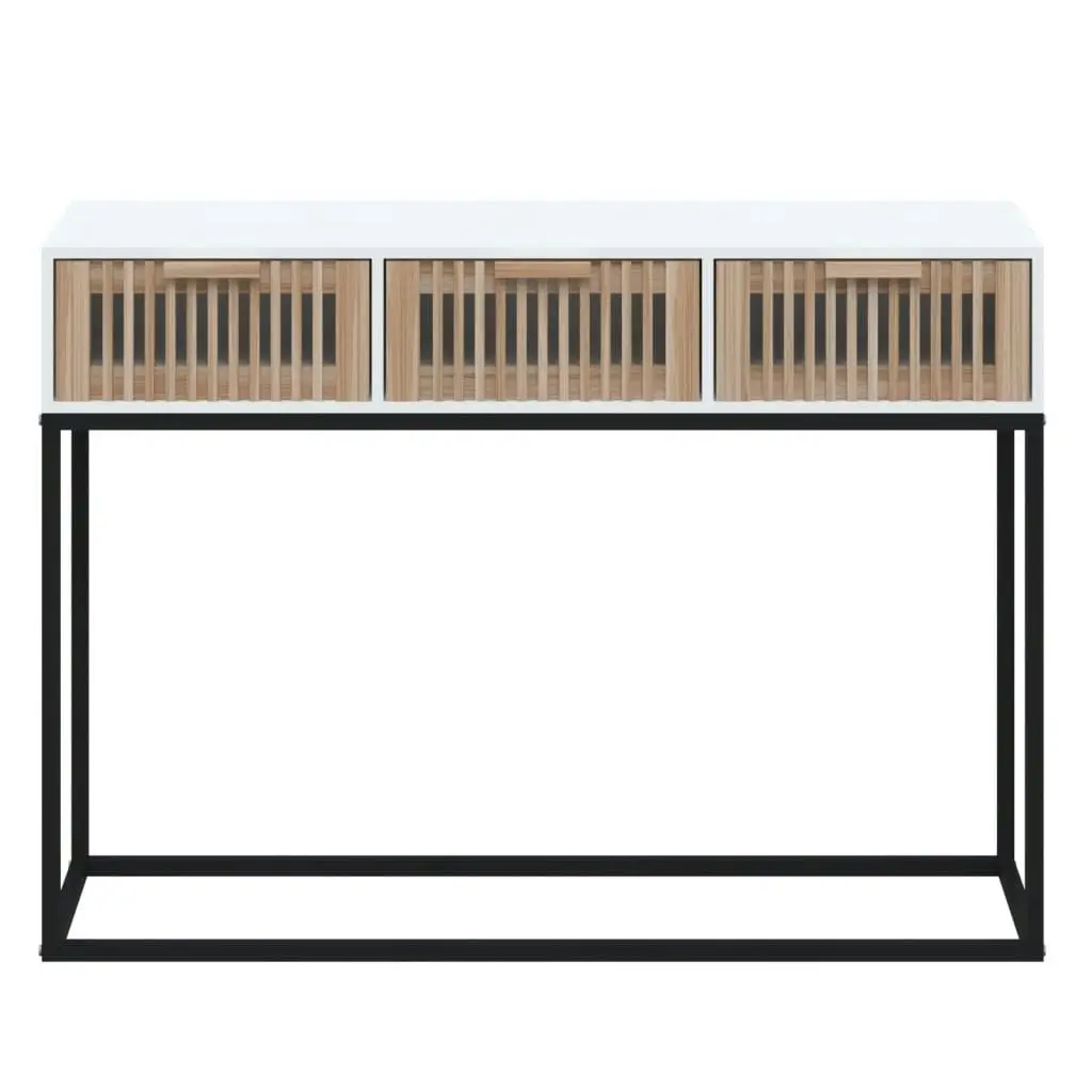 Console Table White 105x30x75 cm Engineered Wood and Iron 352106