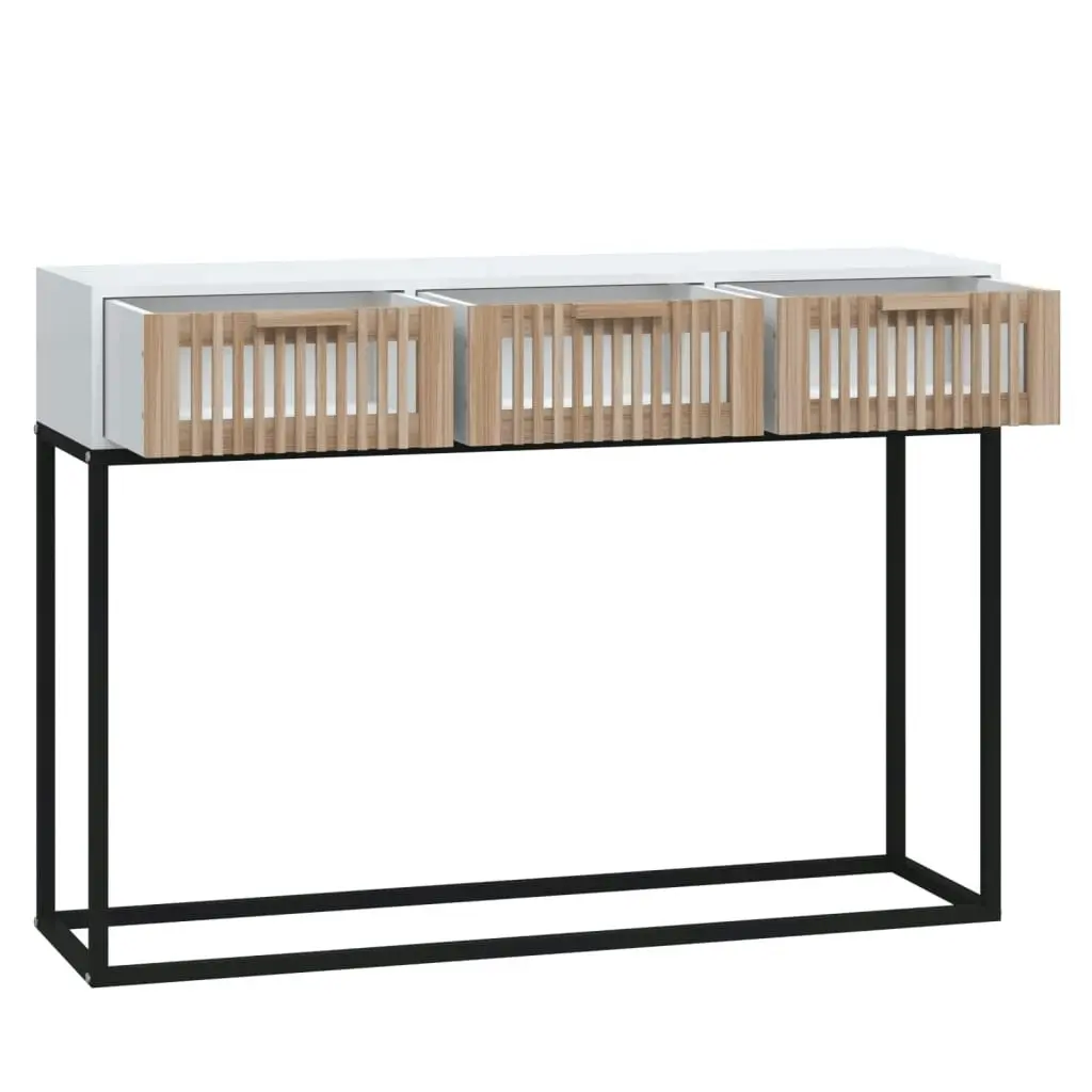 Console Table White 105x30x75 cm Engineered Wood and Iron 352106