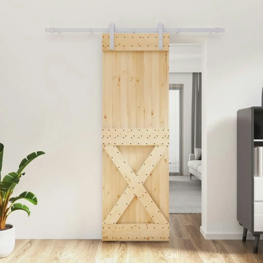 Sliding Door with Hardware Set 70x210 cm Solid Wood Pine 3203016