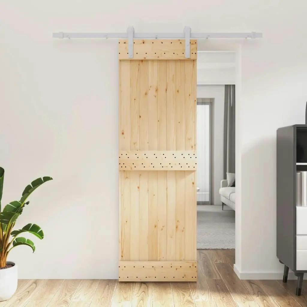 Sliding Door with Hardware Set 70x210 cm Solid Wood Pine 3203008