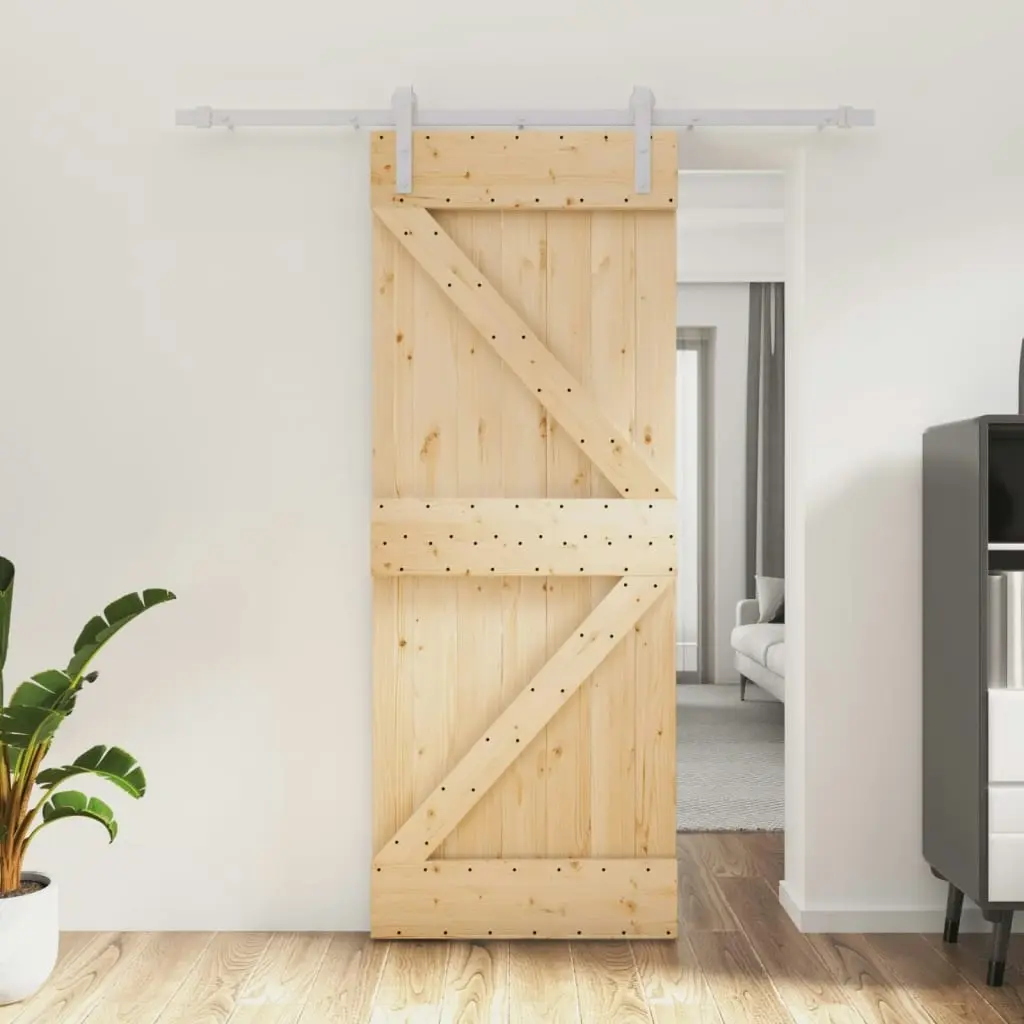 Sliding Door with Hardware Set 80x210 cm Solid Wood Pine 3203006