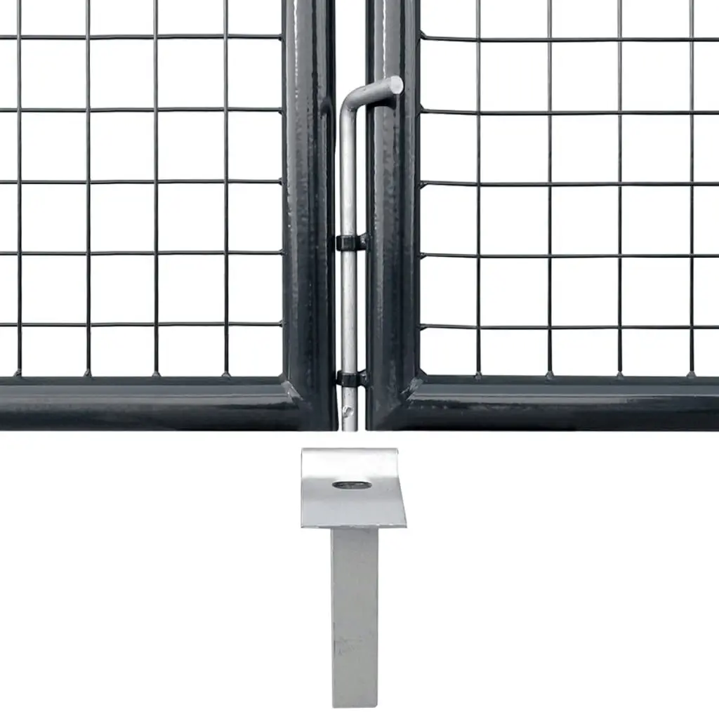 Mesh Garden Gate Galvanised Steel 289x100 cm Grey 143363