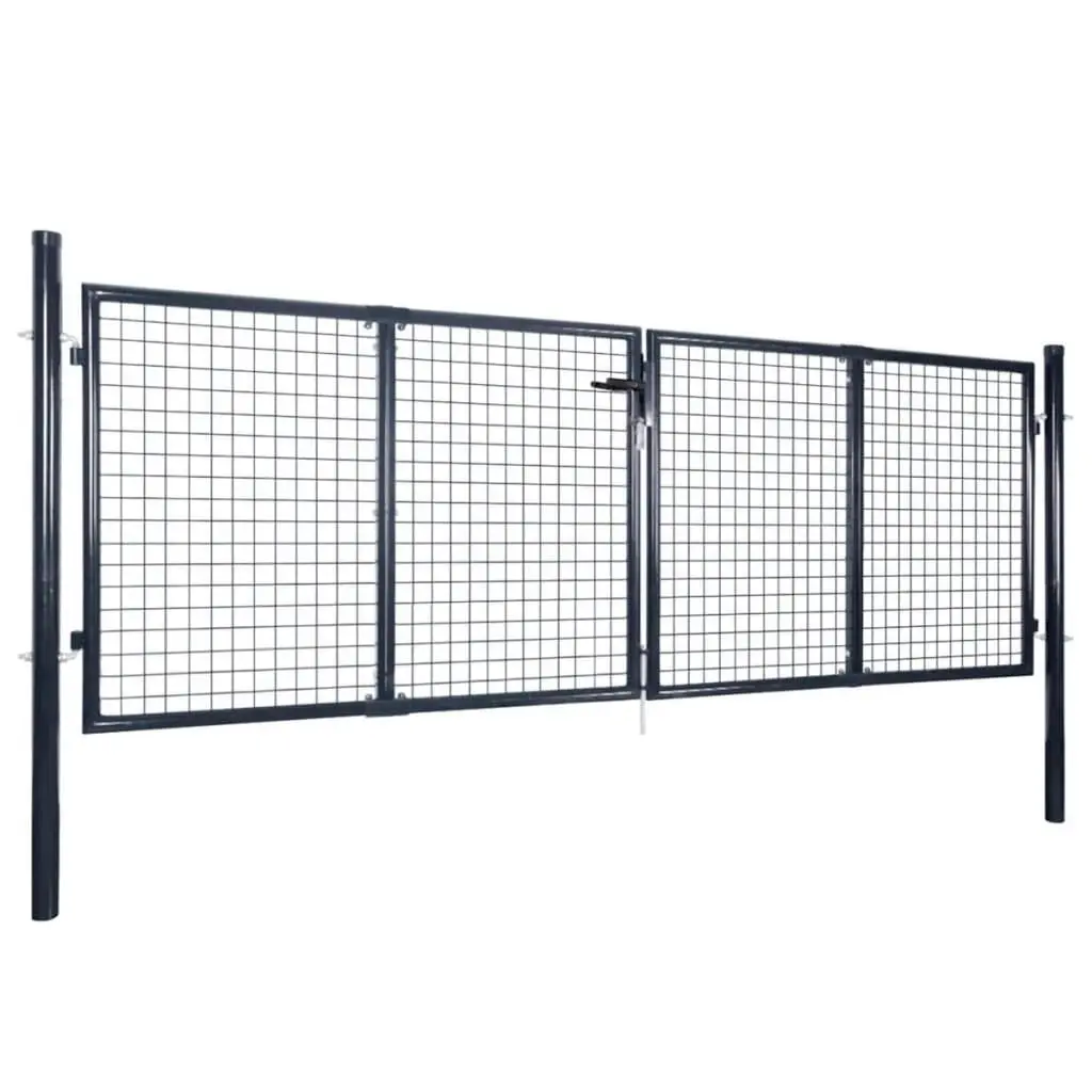 Mesh Garden Gate Galvanised Steel 289x100 cm Grey 143363