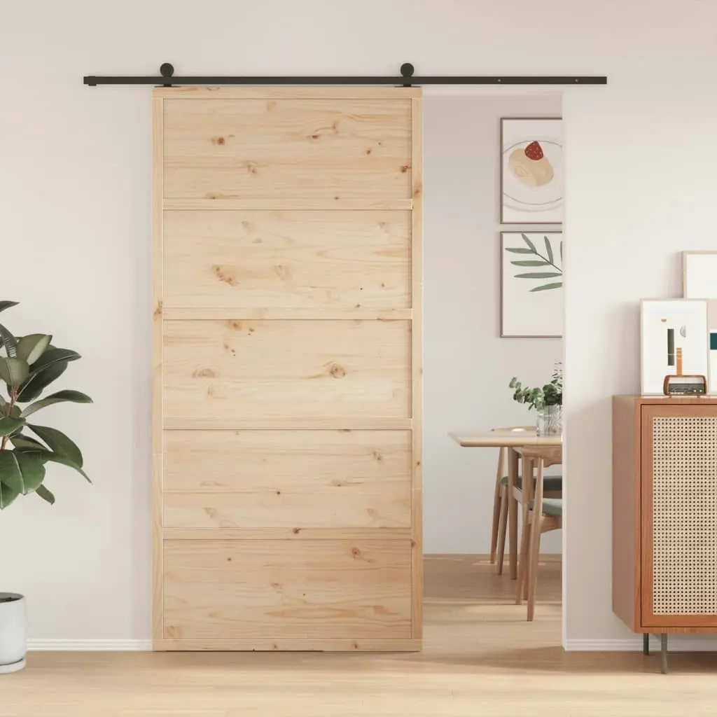 Barn Door 100x208 cm Solid Wood Pine 850629