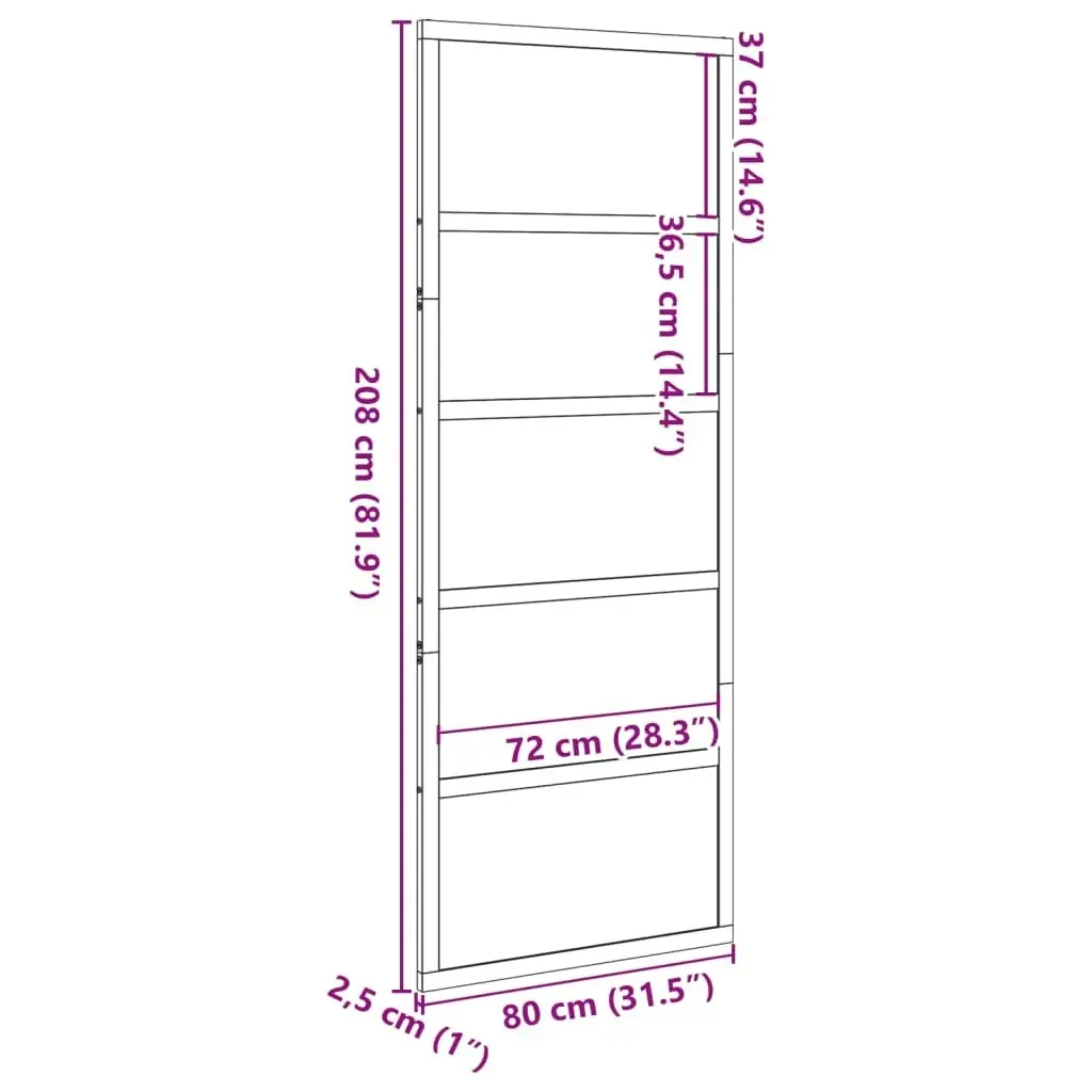 Barn Door 80x208 cm Solid Wood Pine 850635