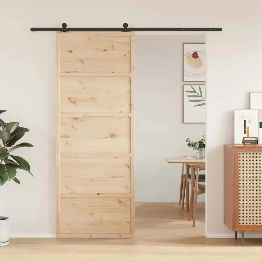 Barn Door 80x208 cm Solid Wood Pine 850635