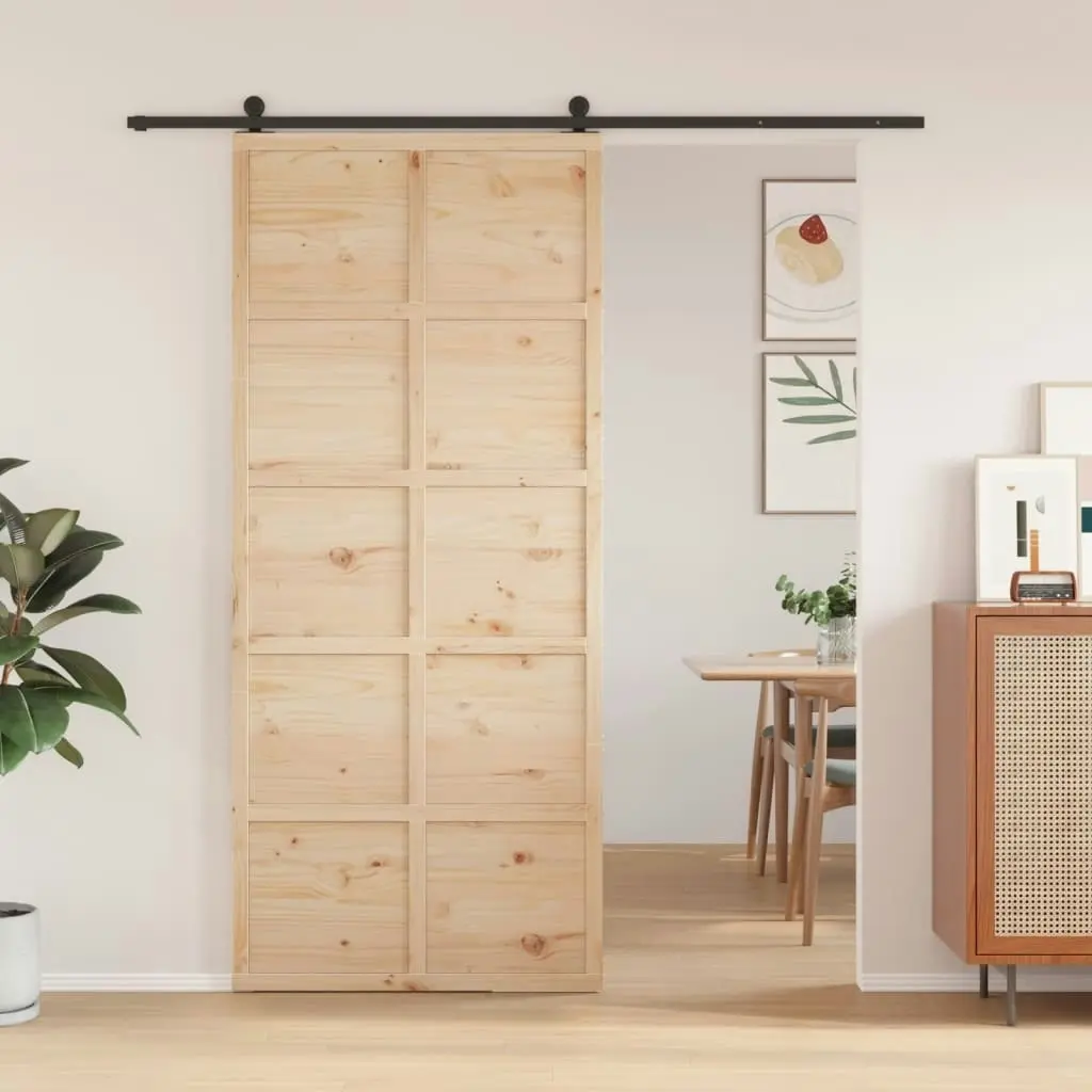 Barn Door 90x208 cm Solid Wood Pine 850641