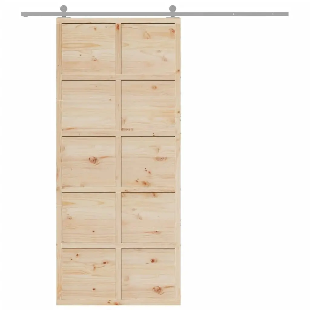 Barn Door 90x208 cm Solid Wood Pine 850641