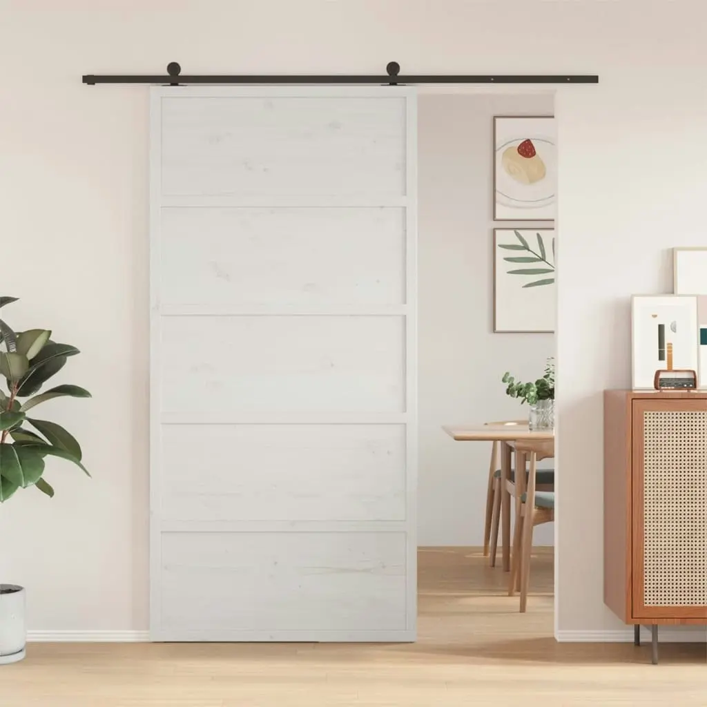 Barn Door White 100x208 cm Solid Wood Pine 850630