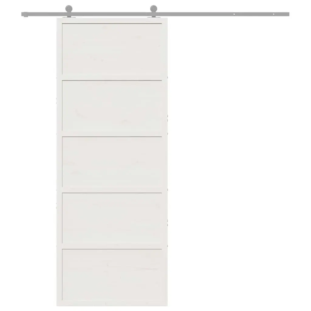 Barn Door White 80x208 cm Solid Wood Pine 850636