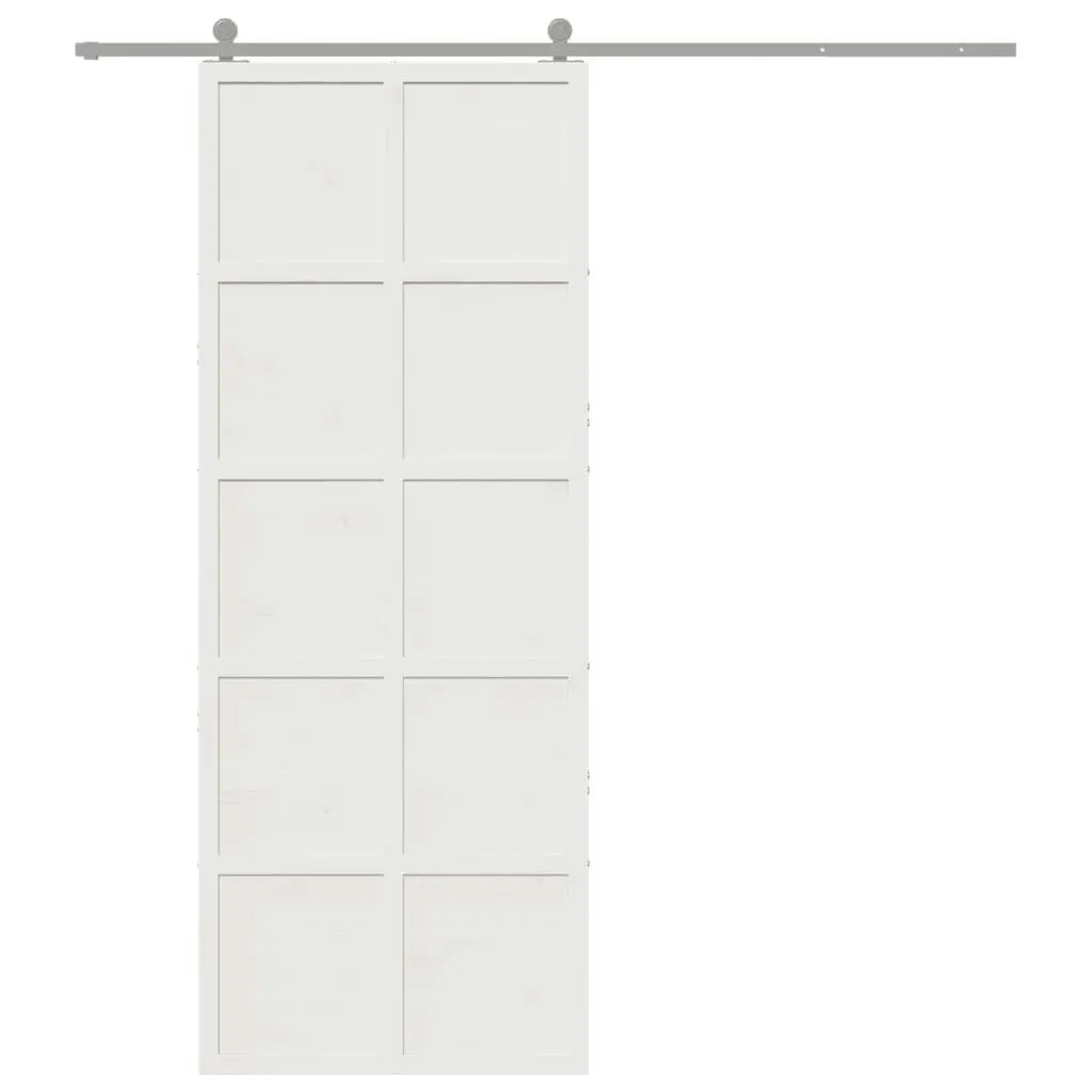 Barn Door White 80x208 cm Solid Wood Pine 850645