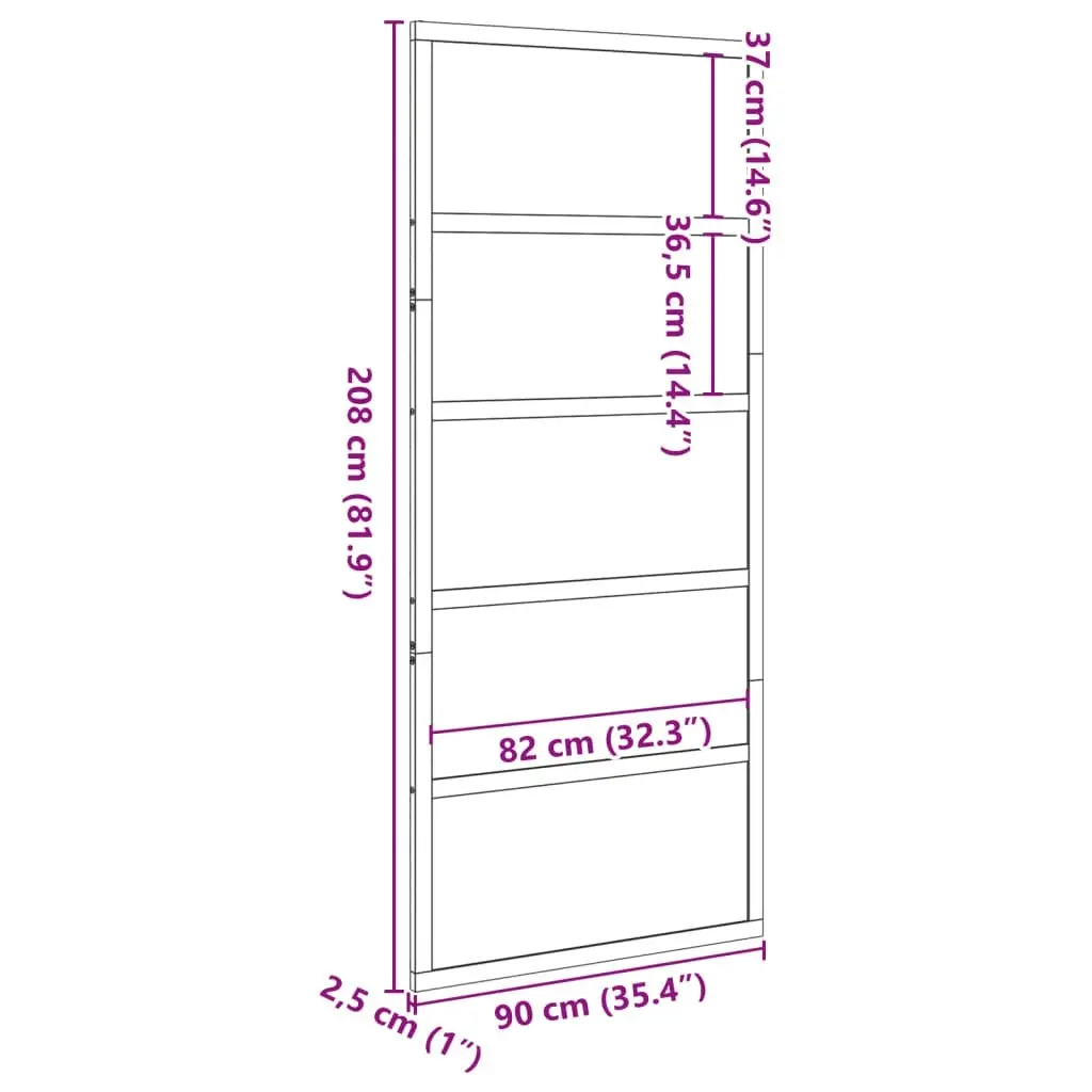 Barn Door White 90x208 cm Solid Wood Pine 850633