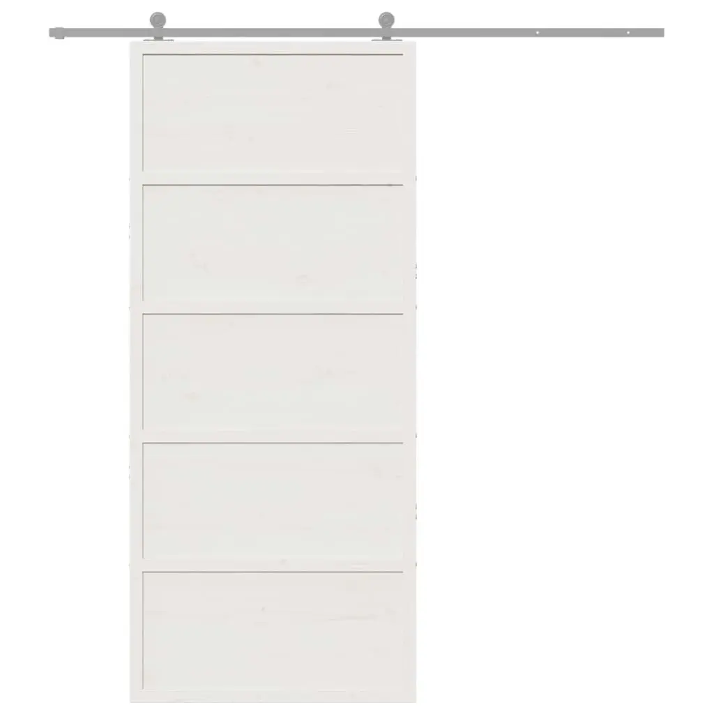 Barn Door White 90x208 cm Solid Wood Pine 850633