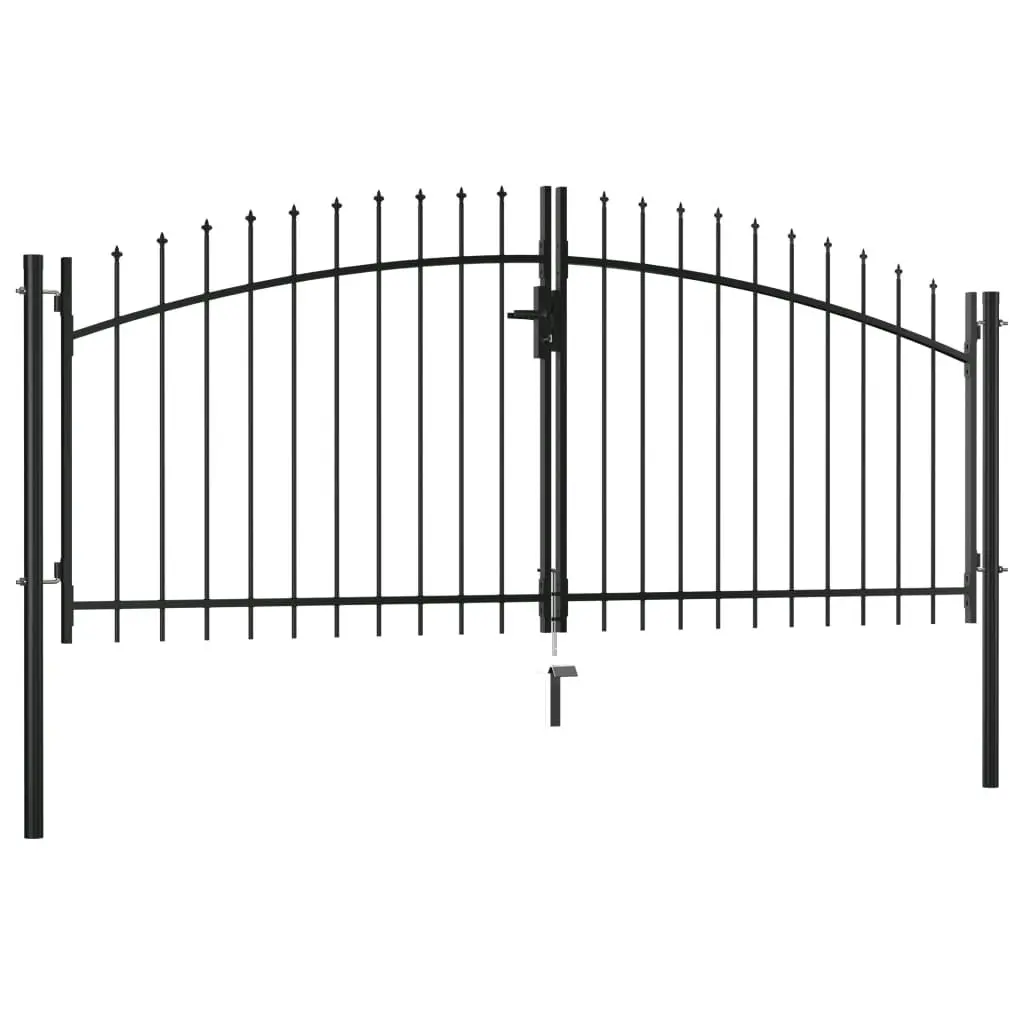 Double Door Fence Gate with Spear Top 300x150 cm 144359