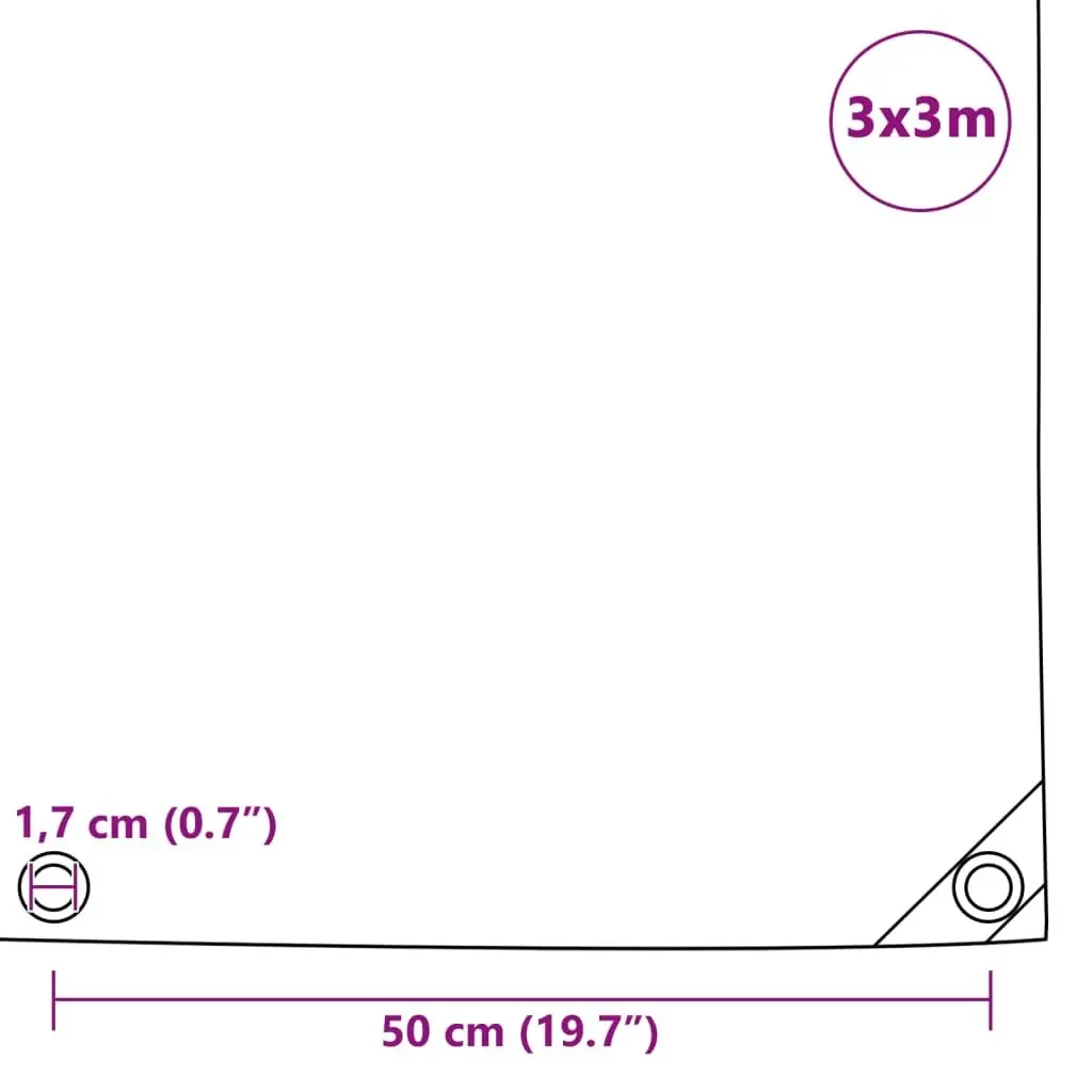 Tarpaulin 650 g/m?? 3x3 m Grey 43809