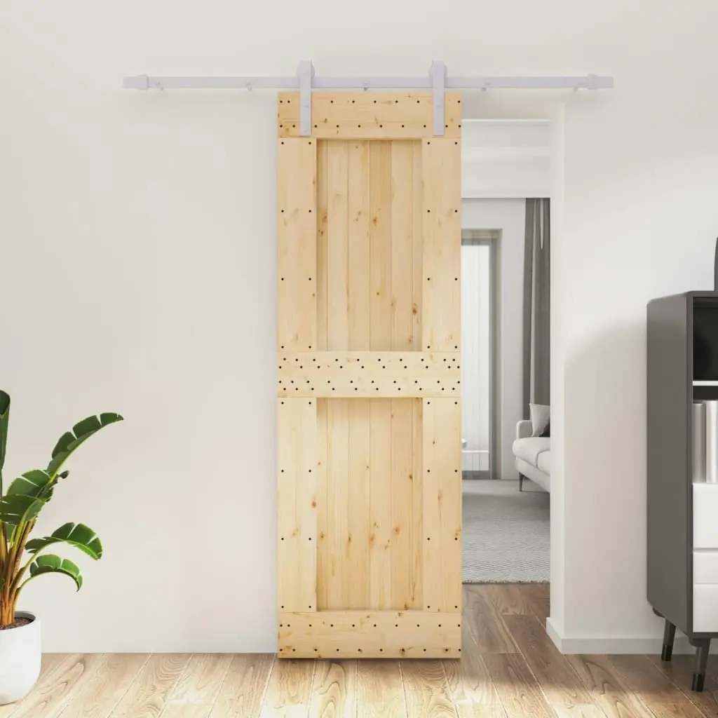 Sliding Door with Hardware Set 70x210 cm Solid Wood Pine 3203012