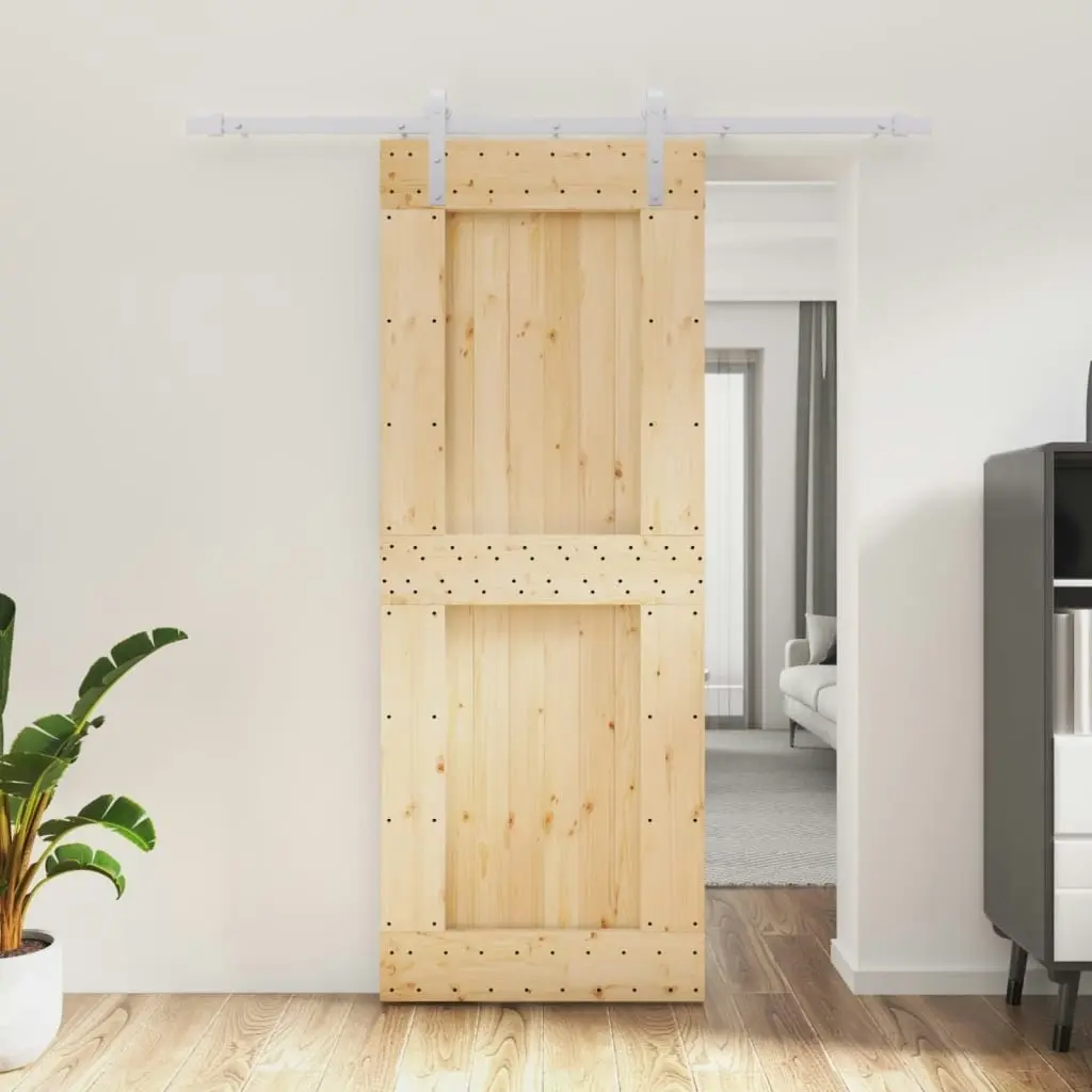 Sliding Door with Hardware Set 80x210 cm Solid Wood Pine 3203013