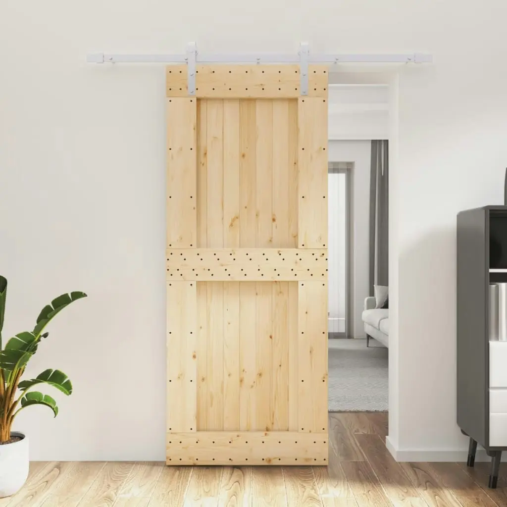 Sliding Door with Hardware Set 85x210 cm Solid Wood Pine 3203014