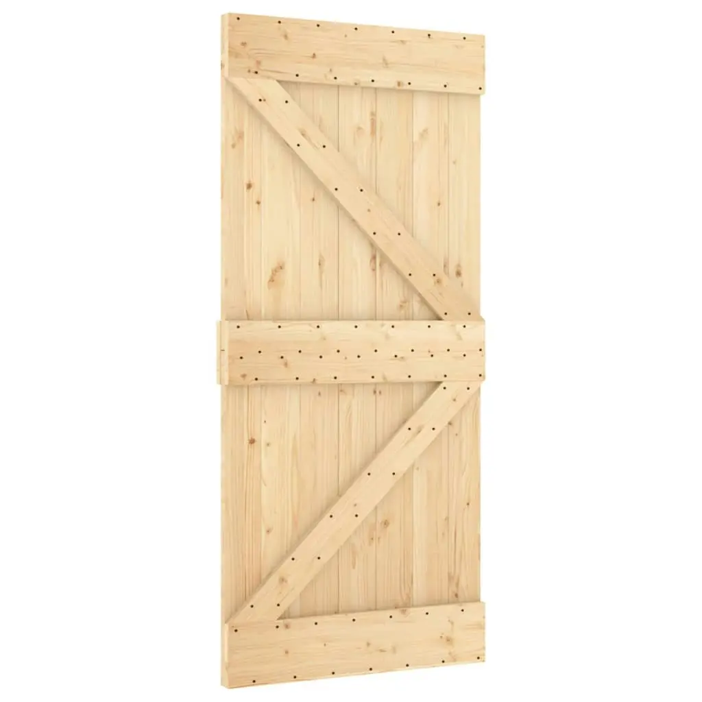 Sliding Door with Hardware Set 90x210 cm Solid Wood Pine 3203007