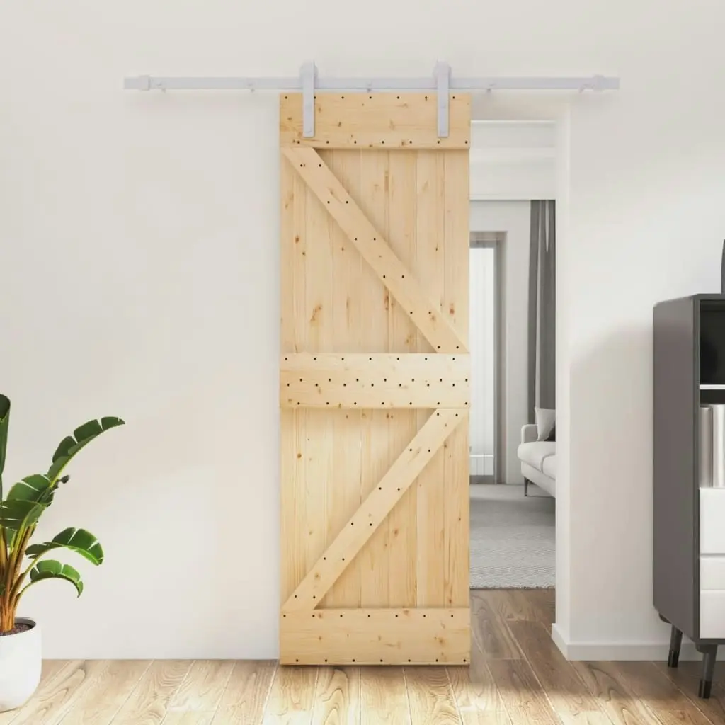 Sliding Door with Hardware Set 70x210 cm Solid Wood Pine 3203004