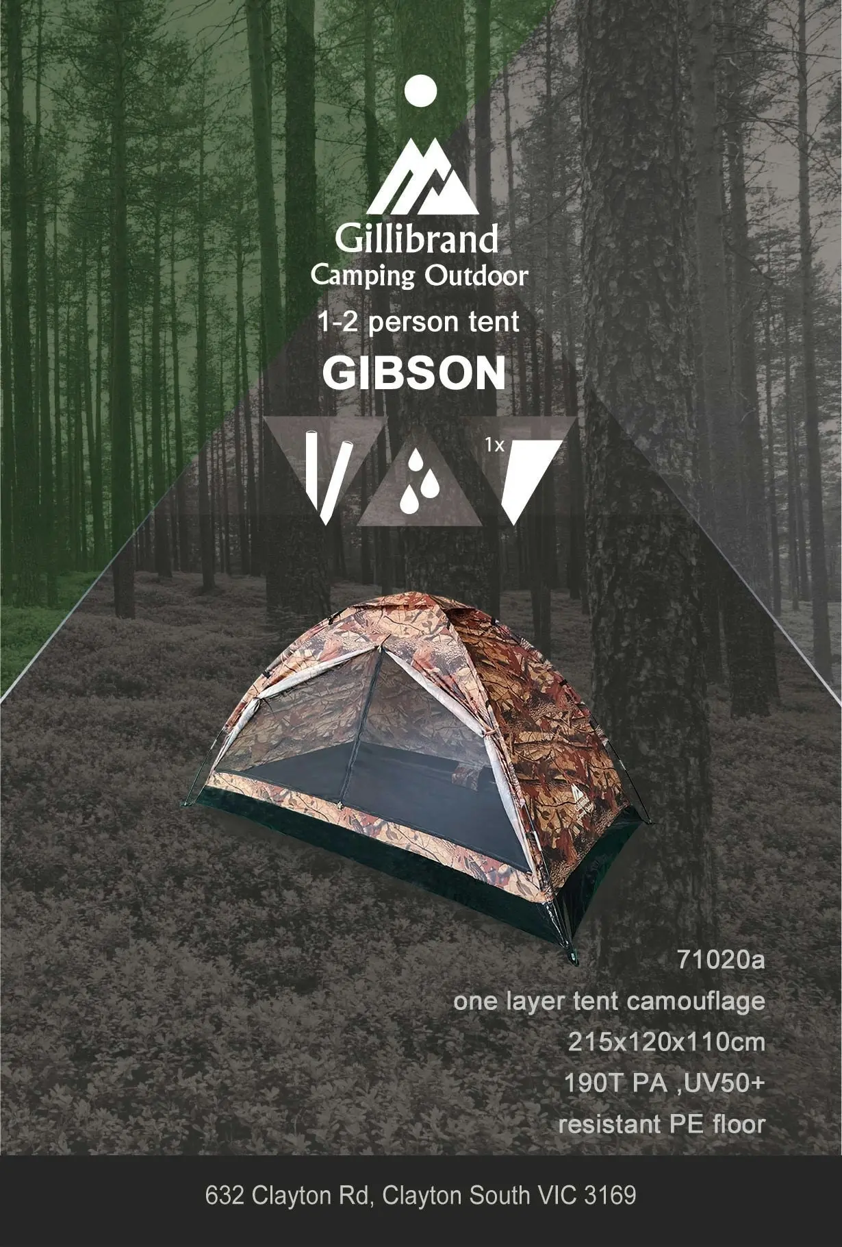 Chotto Outdoor - Gibson (1-2 people) Camping Tent - Leaf camouflage, desert color