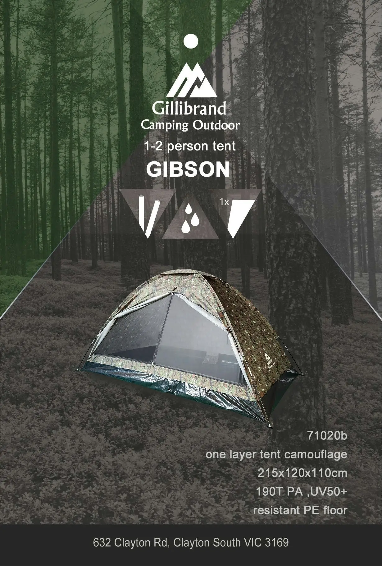 Chotto Outdoor - Gibson (1-2 people) Camping Tent - Digital camouflage, autumn colors