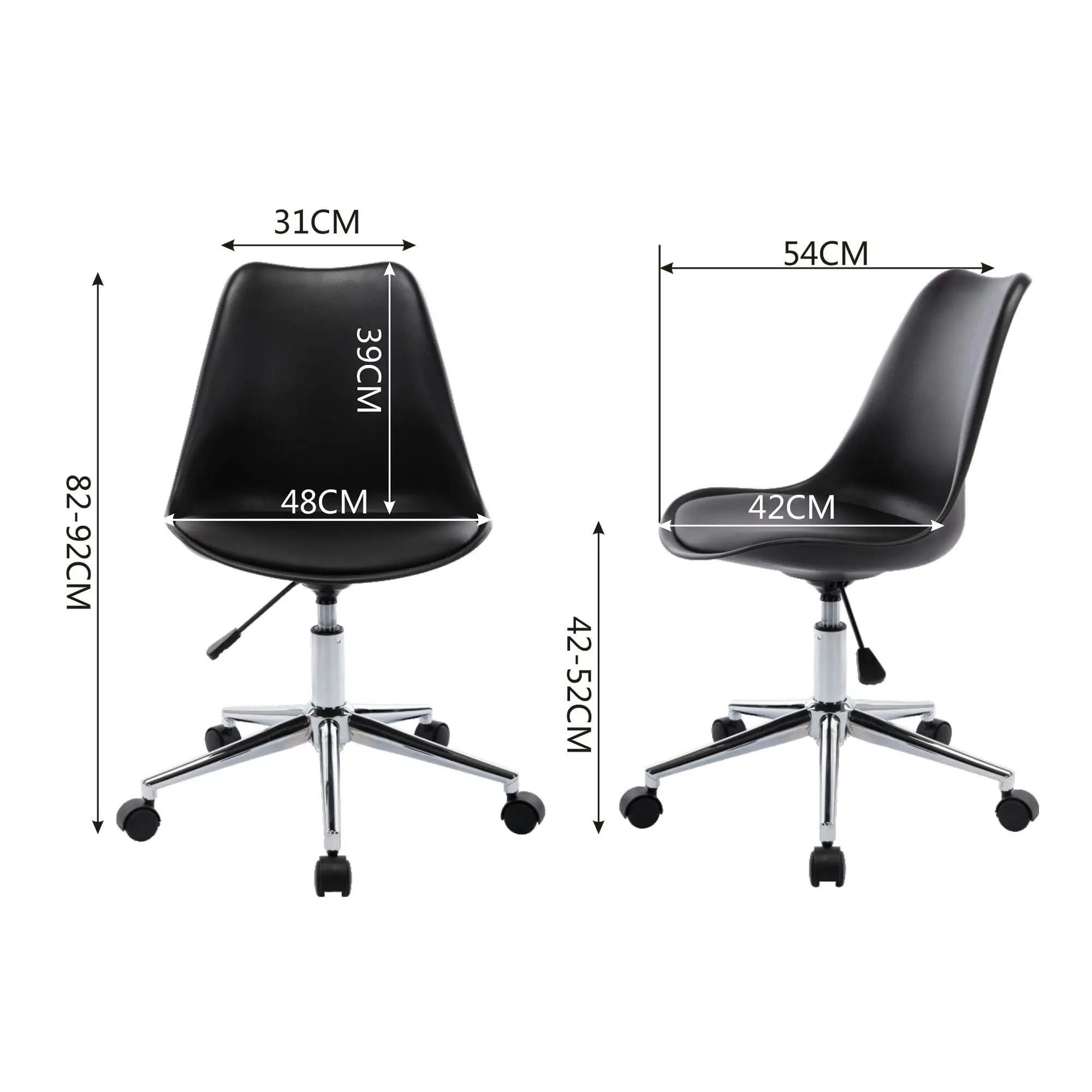 Chotto - Ando Office Desk Chair with Vegan Leather Seat - Black