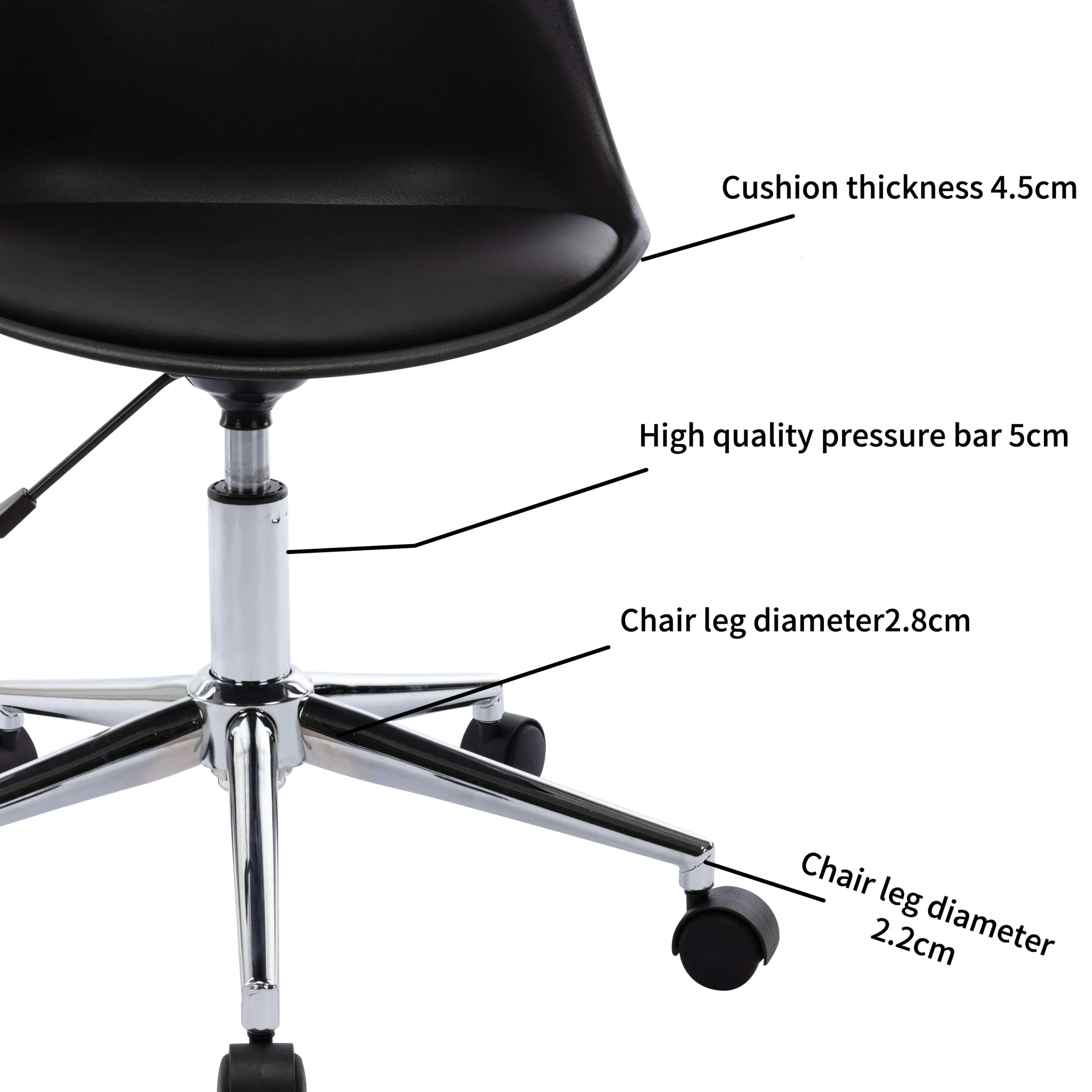 Chotto - Ando Office Desk Chair with Vegan Leather Seat - Black