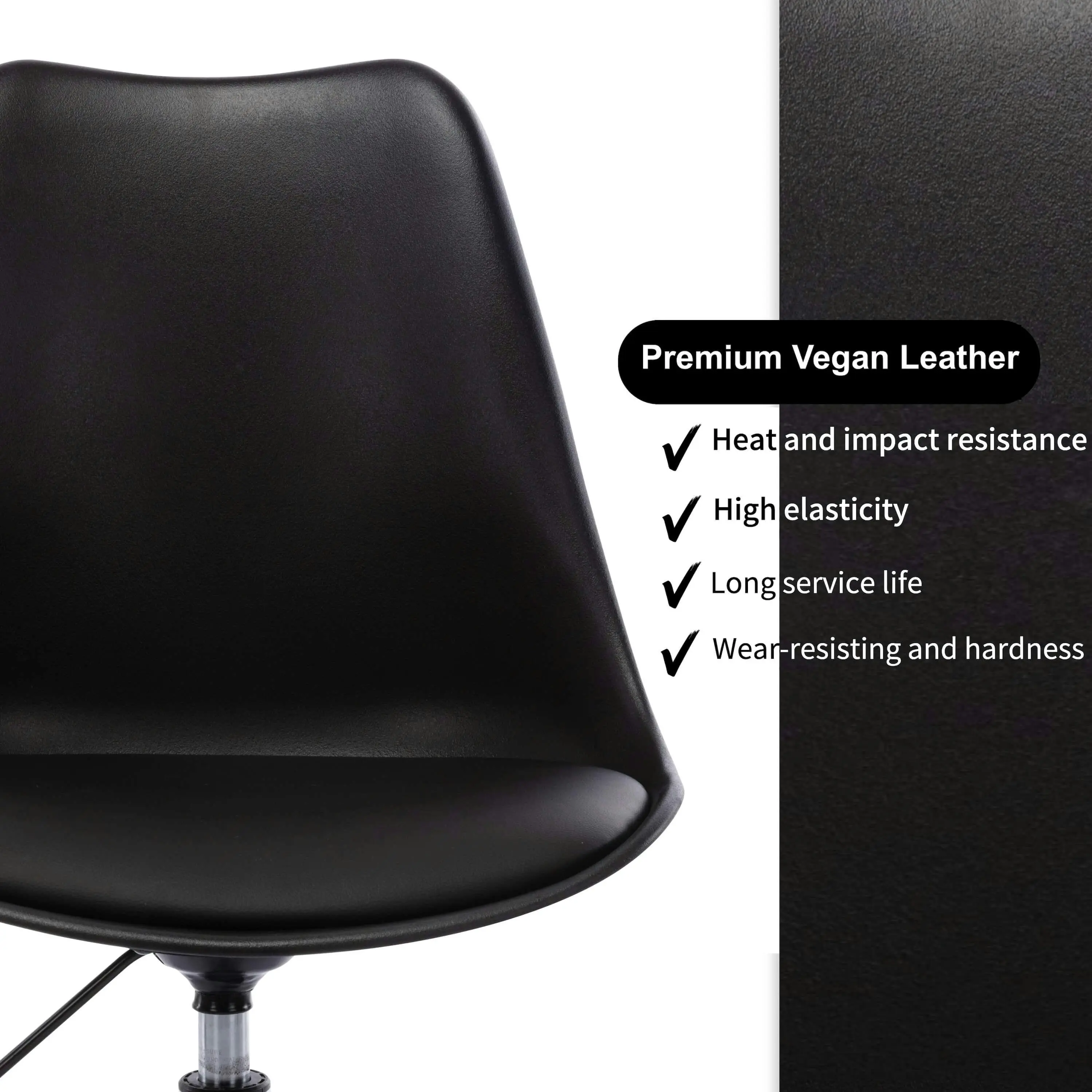 Chotto - Ando Office Desk Chair with Vegan Leather Seat - Black