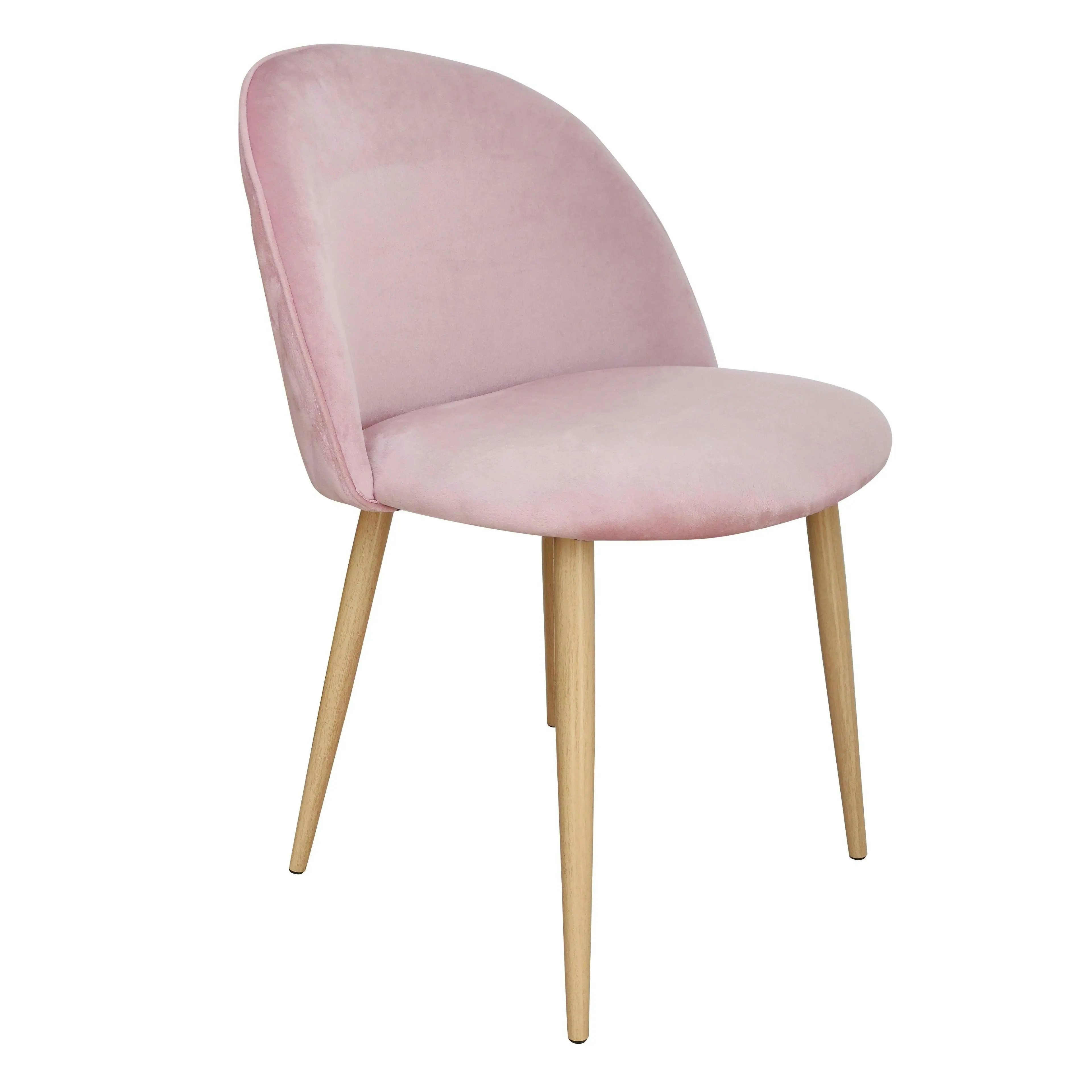 Chotto - Nami Velvet Seat Metal Leg Dining Chairs - Pink x 2