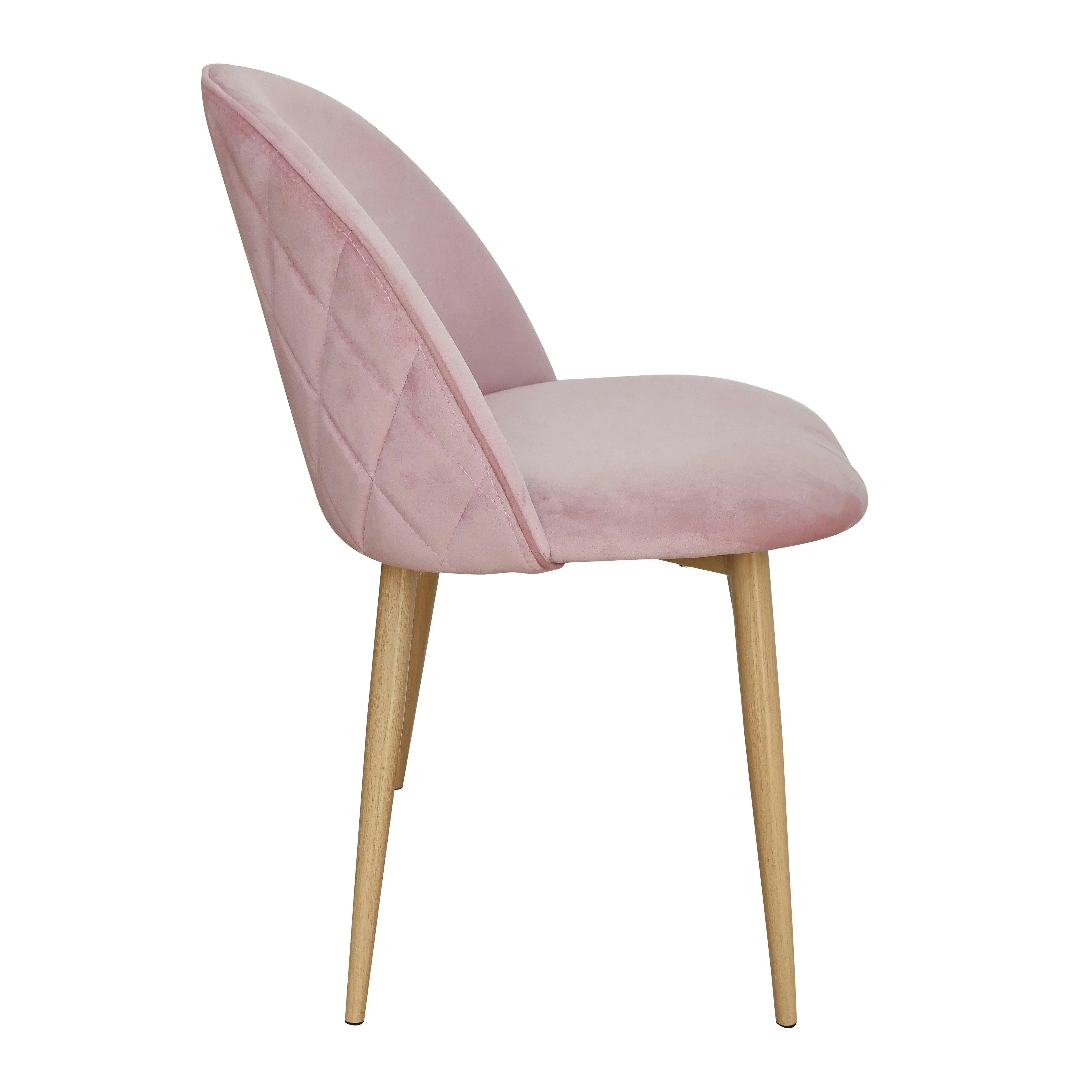 Chotto - Nami Velvet Seat Metal Leg Dining Chairs - Pink x 2