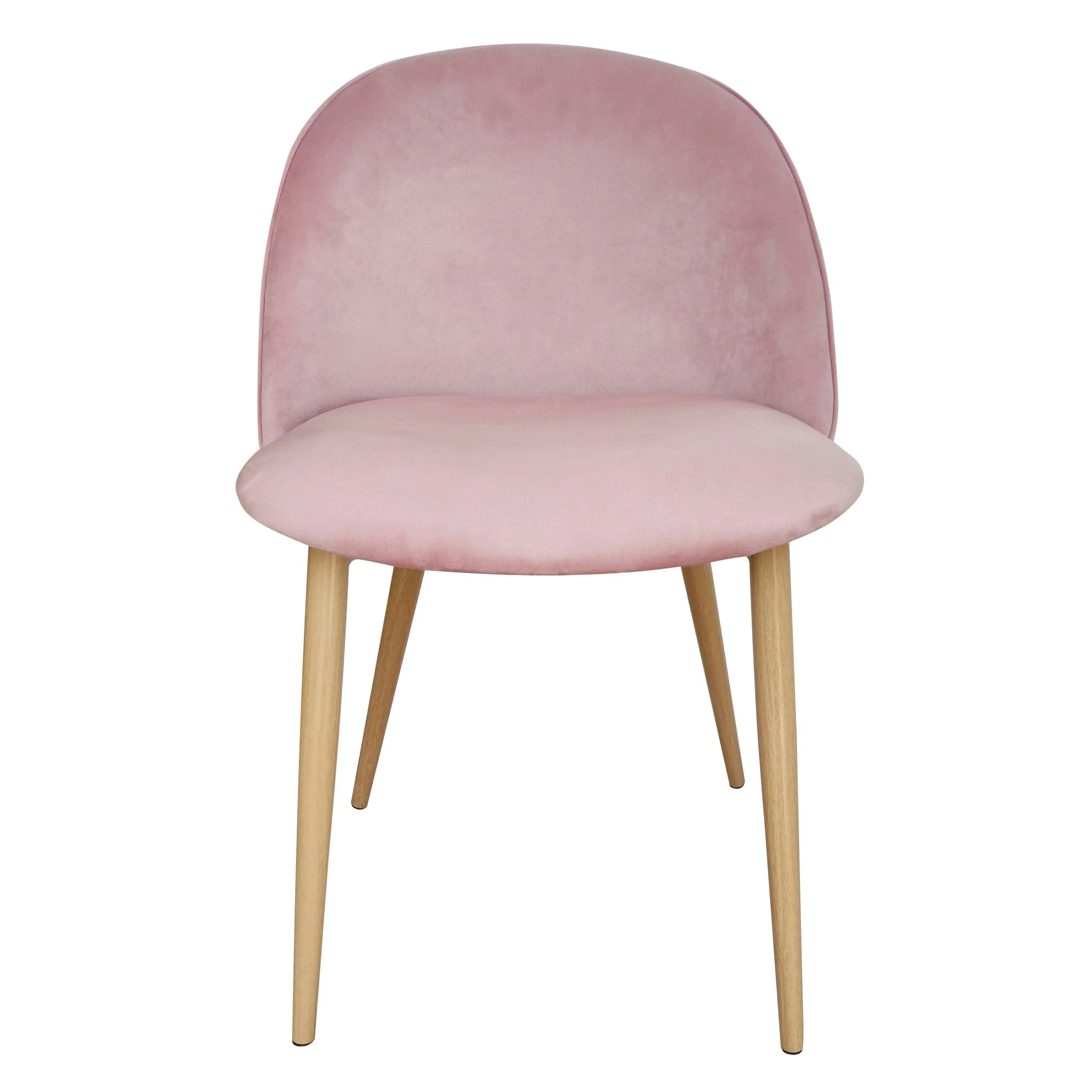 Chotto - Nami Velvet Seat Metal Leg Dining Chairs - Pink x 2