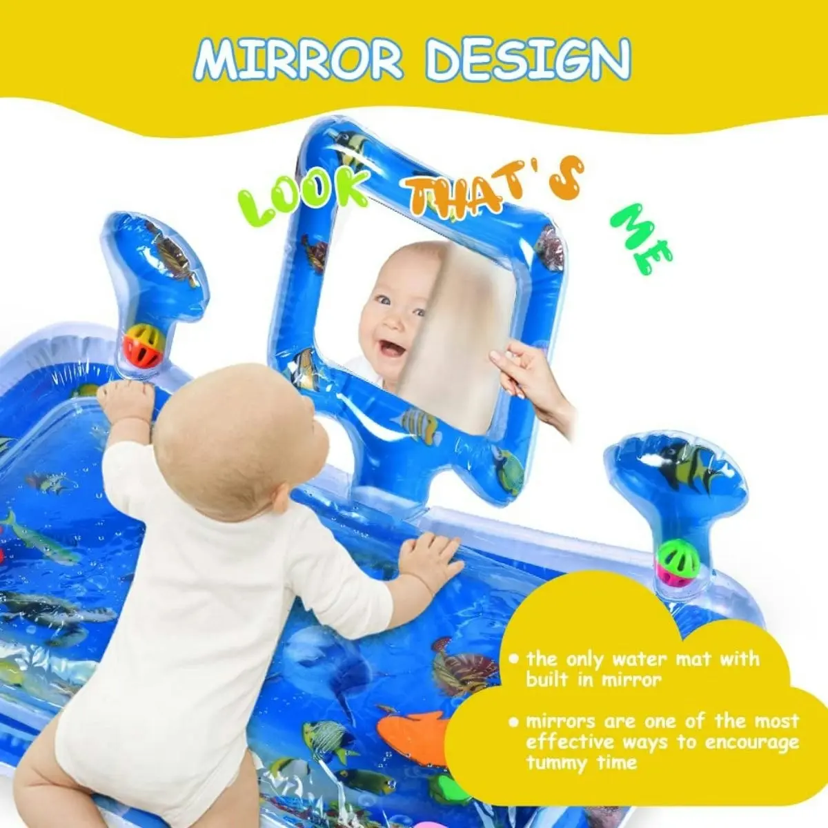 Toddly SplashMirror Tummy Time Water Mat with Mirror for Sensory Development