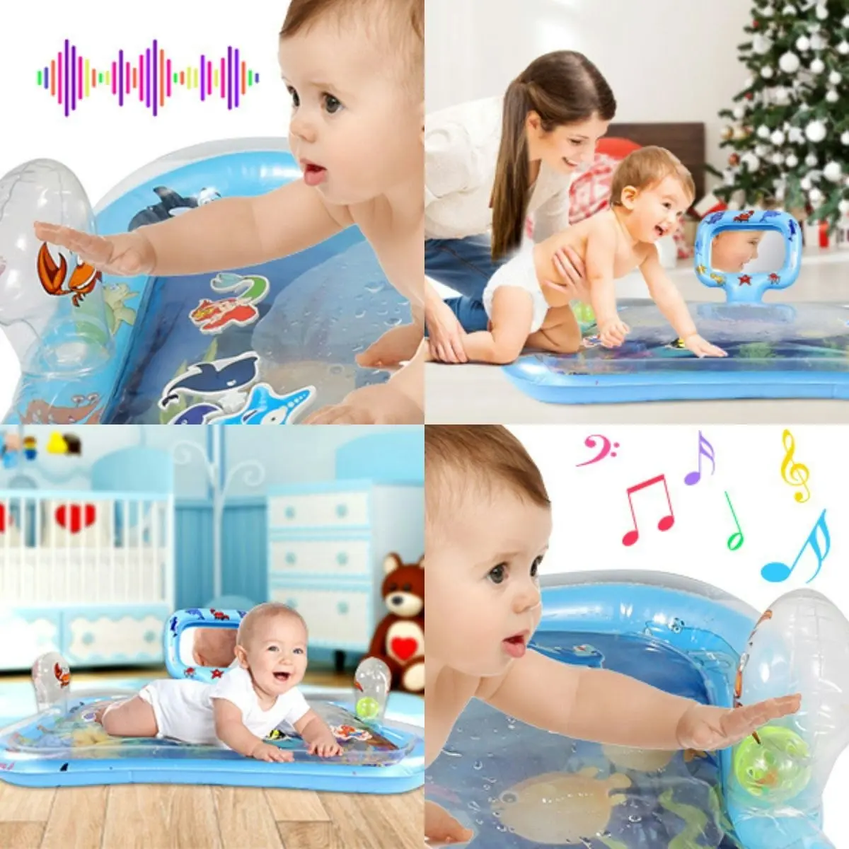 Toddly SplashMirror Tummy Time Water Mat with Mirror for Sensory Development