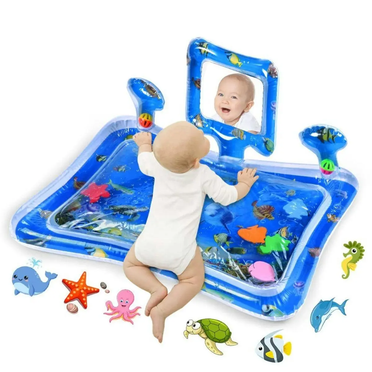 Toddly SplashMirror Tummy Time Water Mat with Mirror for Sensory Development