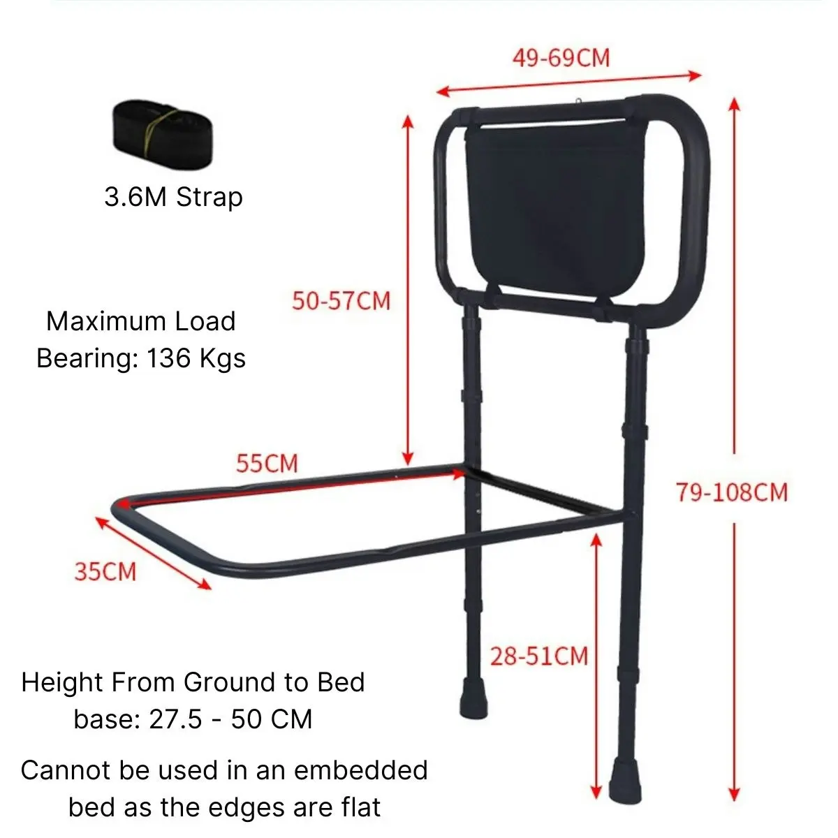 MaterniCare ElderGuard Elderly Bed Rails With Adjustable Handrail for Seniors