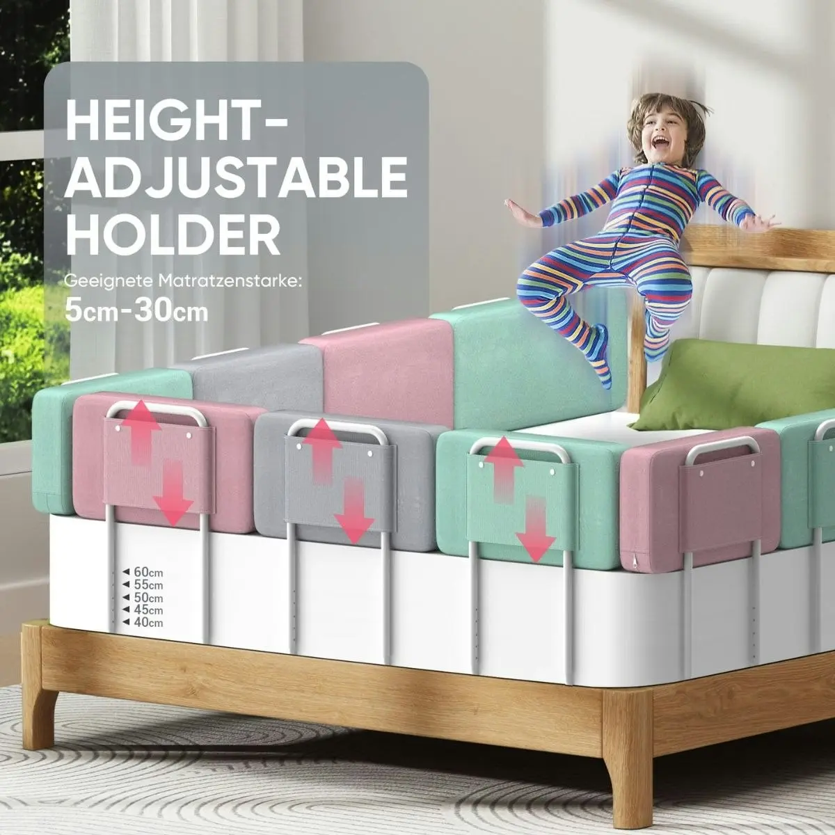 Toddly FoamGuard Toddler Bed Rail Adjustable Height, Soft & Easy Install