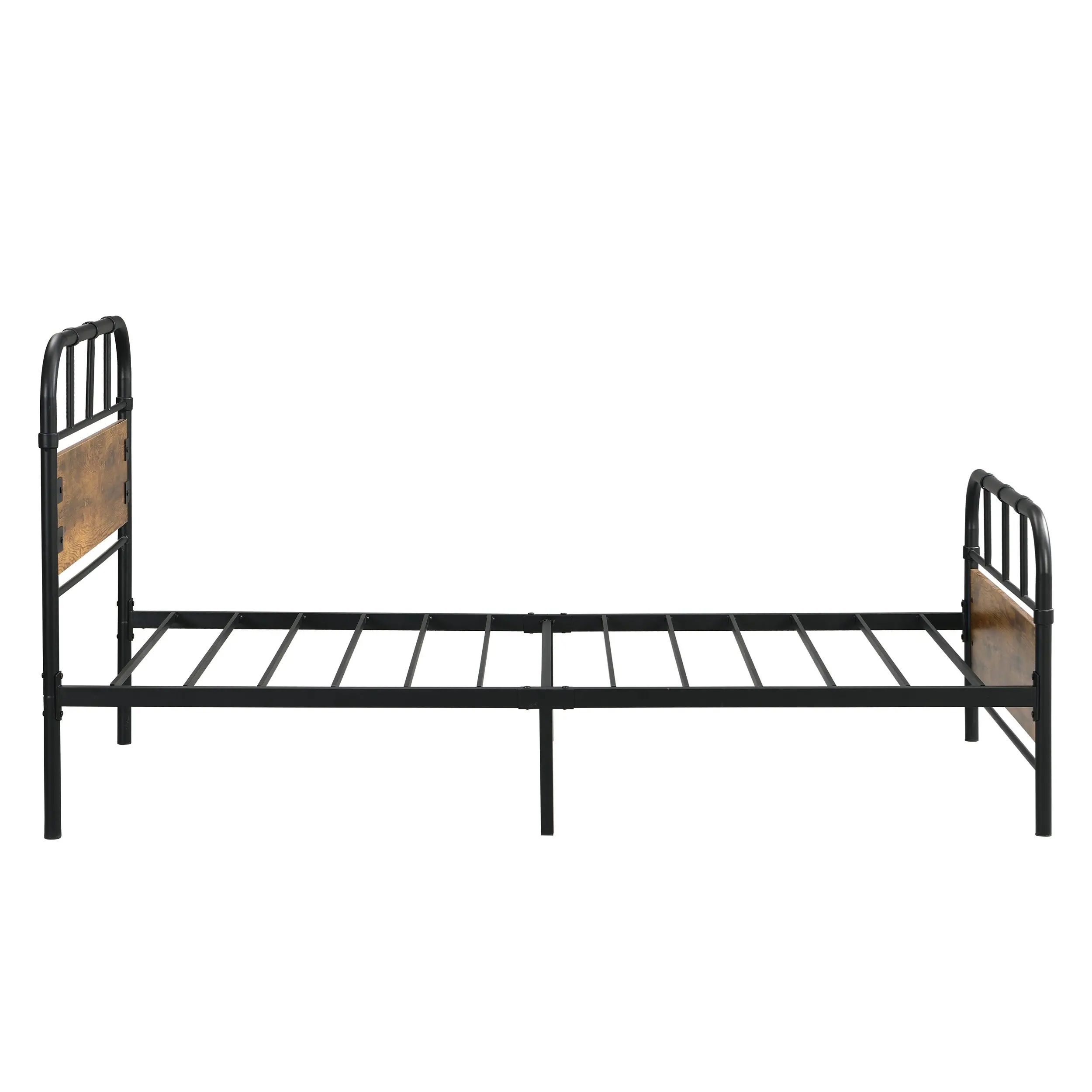 IHOMDEC Single Kid¡¯s Bed Metal Tube Frame Base Black&Rust Dark Brown