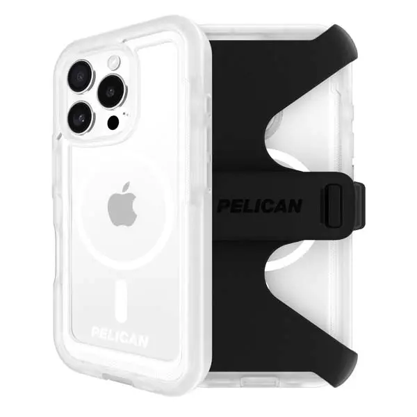 Pelican Voyager Magsafe Case W/ Holster For Iphone 16 Pro - Clear