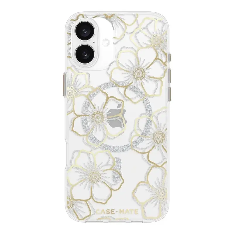 Case-Mate Floral Gems Magsafe Case For Iphone 16 Plus - Clear/ Gold