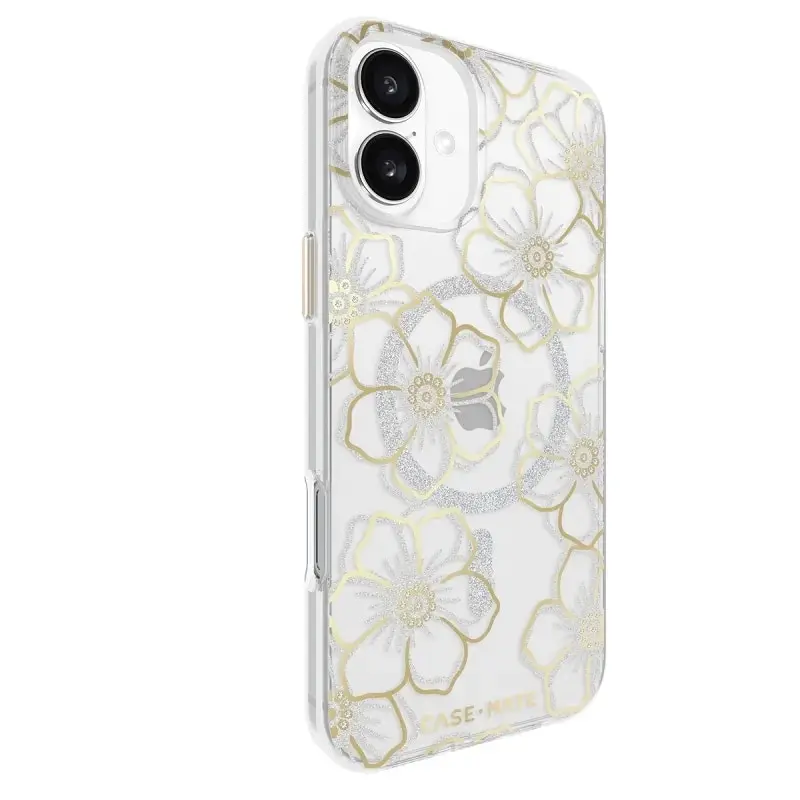 Case-Mate Floral Gems Magsafe Case For Iphone 16 Plus - Clear/ Gold