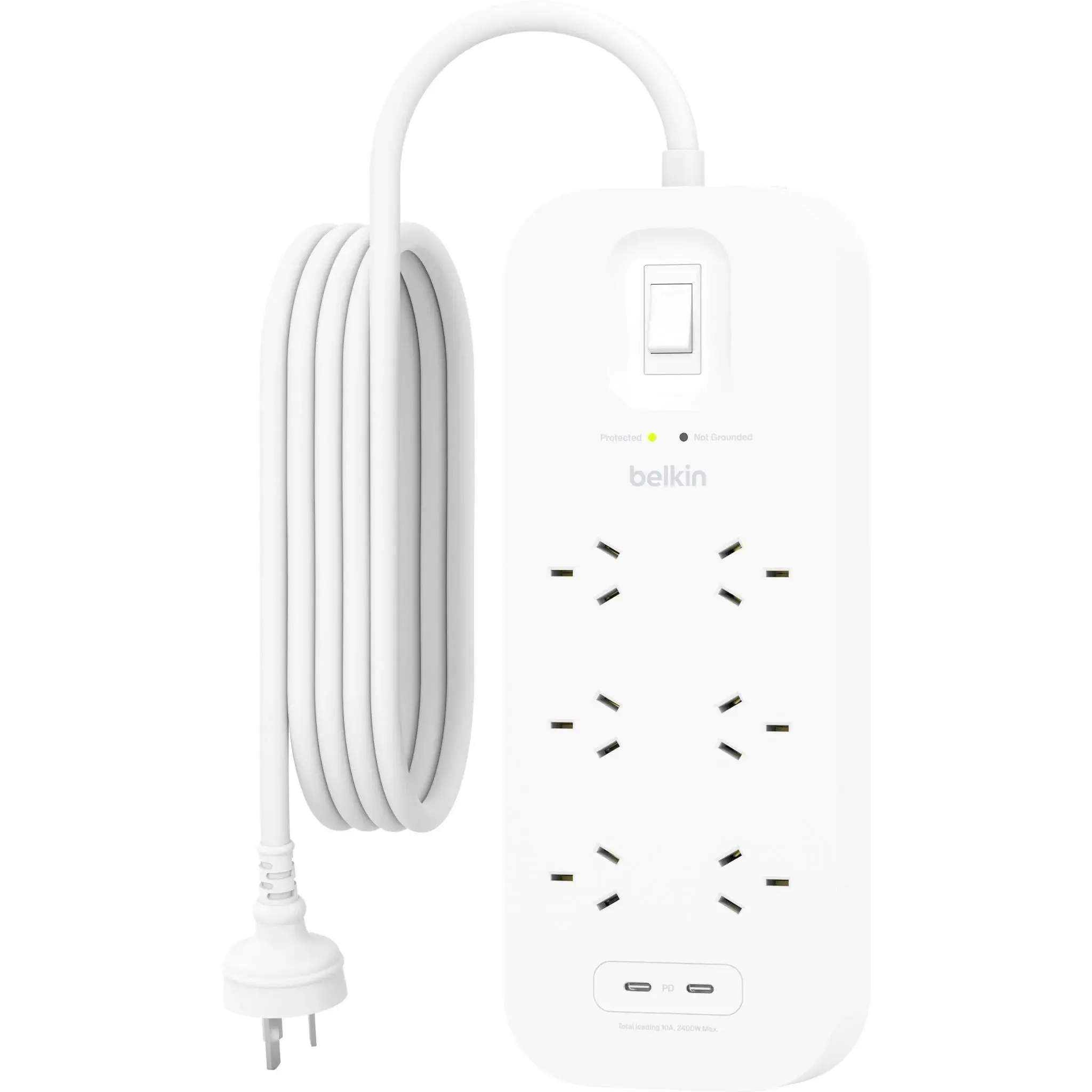 Belkin Connect 6-outlet Surge Protector W/ Dual Usb-c 30w - White