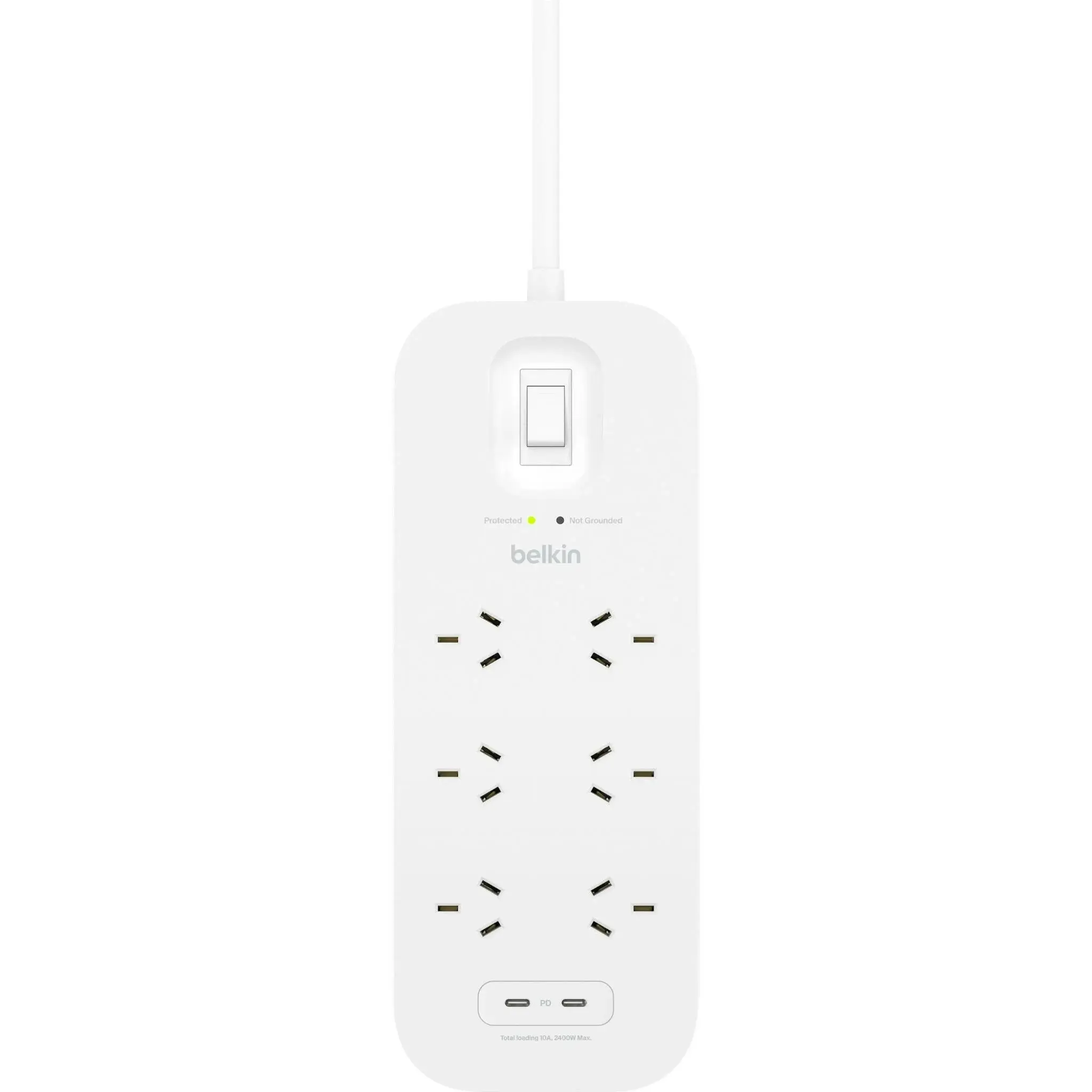 Belkin Connect 6-outlet Surge Protector W/ Dual Usb-c 30w - White