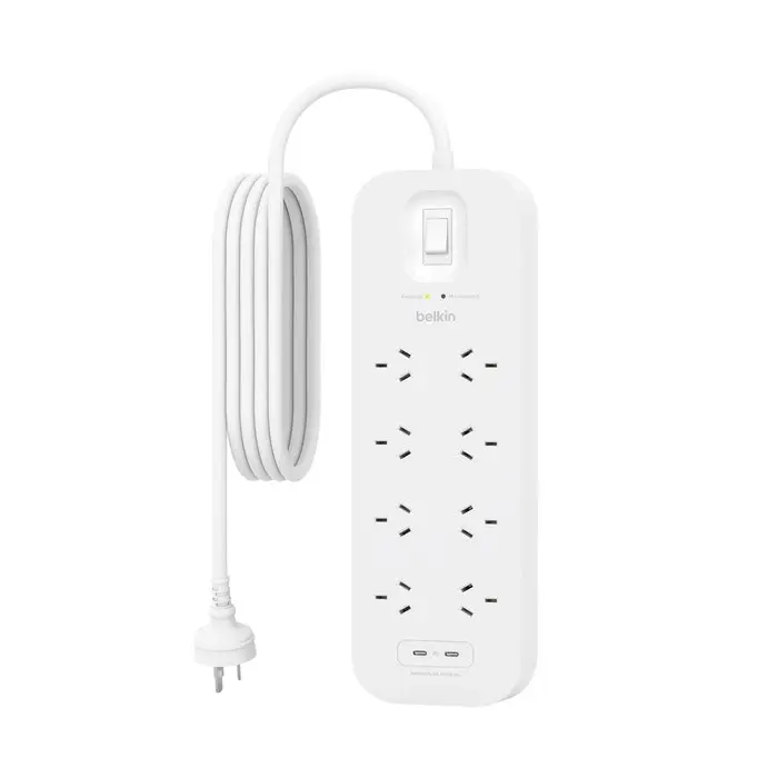 Belkin Connect 8-outlet Surge Protector With Dual Usb-c 30w - White