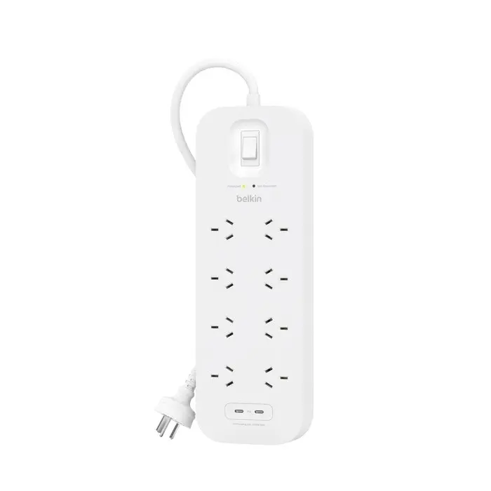 Belkin Connect 8-outlet Surge Protector With Dual Usb-c 30w - White