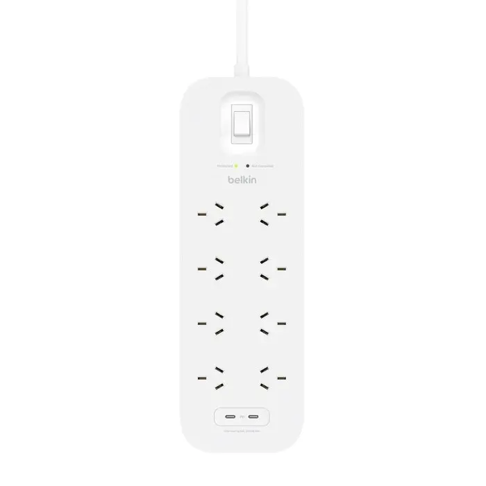 Belkin Connect 8-outlet Surge Protector With Dual Usb-c 30w - White