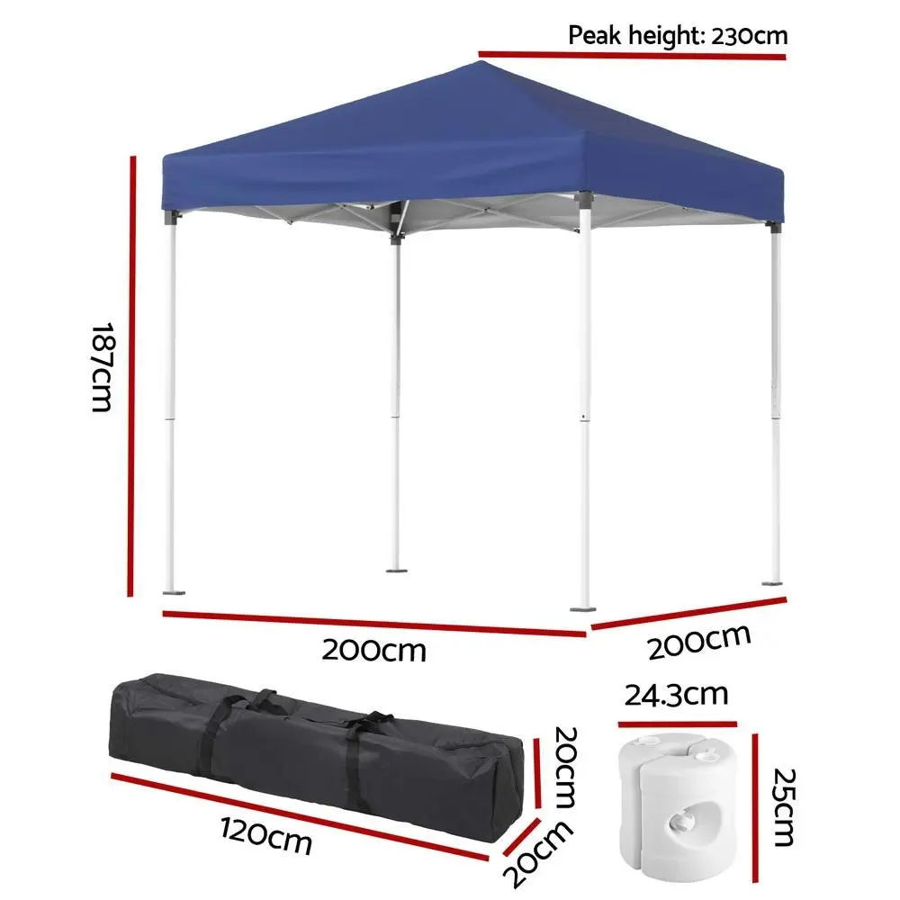 Instahut Gazebo 2x2m Outdoor Patio Garden Marquee Shade w/ Base Pods Blue