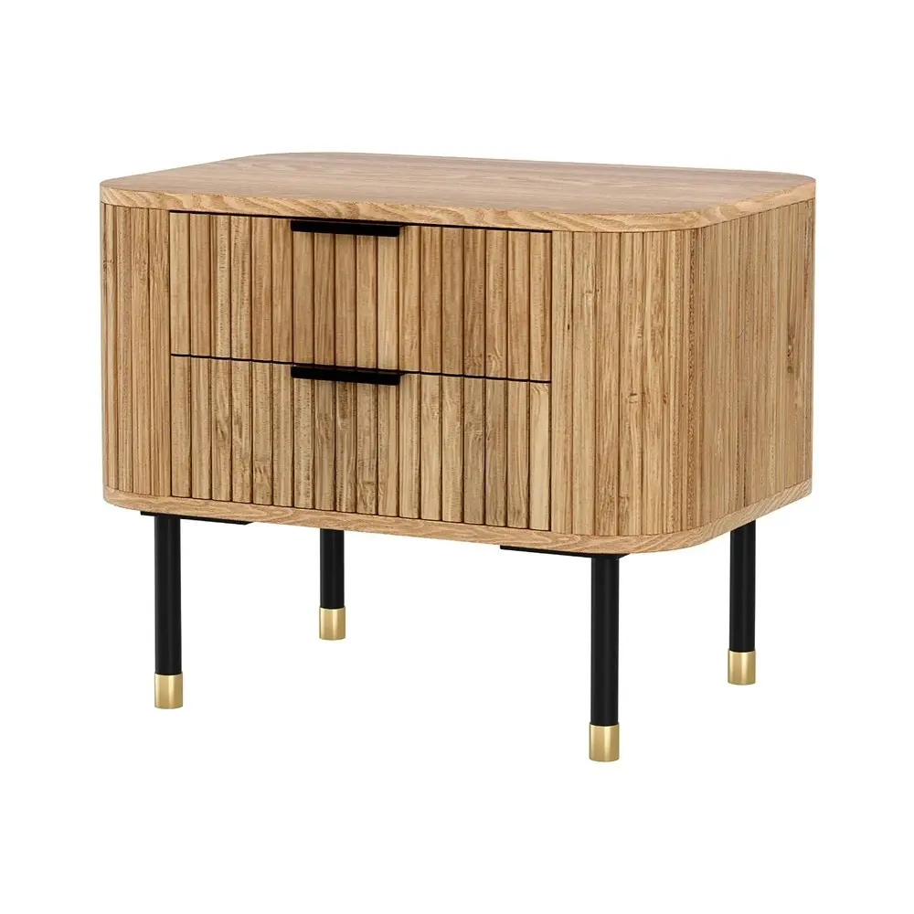 Artiss Bedside Table 2 Drawers Paulownia Wood Pine